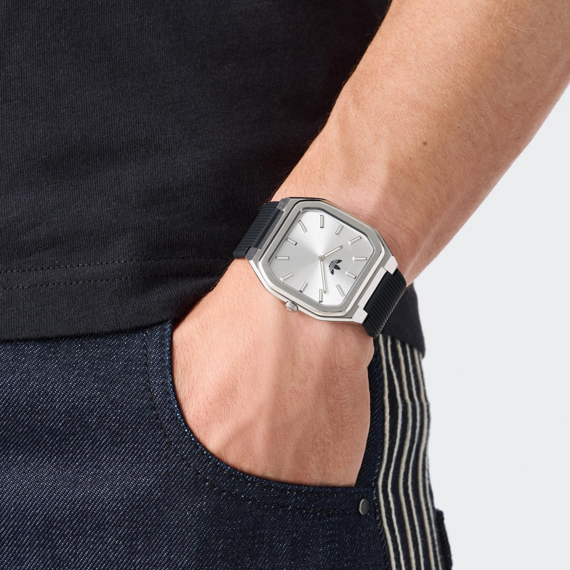 adidas Originals Quarzuhr »CITY TECH SQUARE« Armbanduhr, Damenuhr, Herrenuhr, Silikonarmband, analog