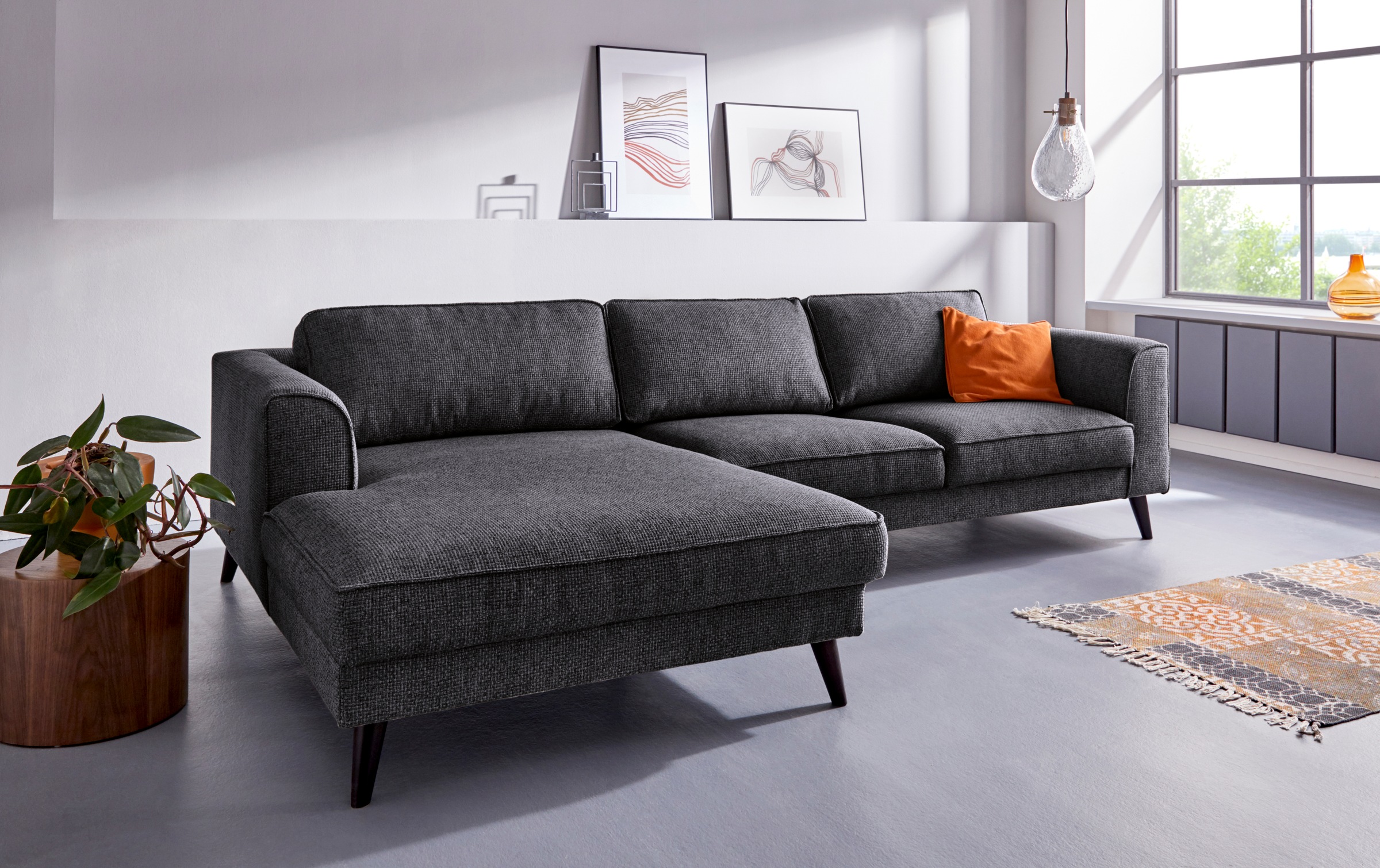 INOSIGN Ecksofa "Lumber Jack, elegant und bequem, Breite 280, hoher Fuß, L- günstig online kaufen