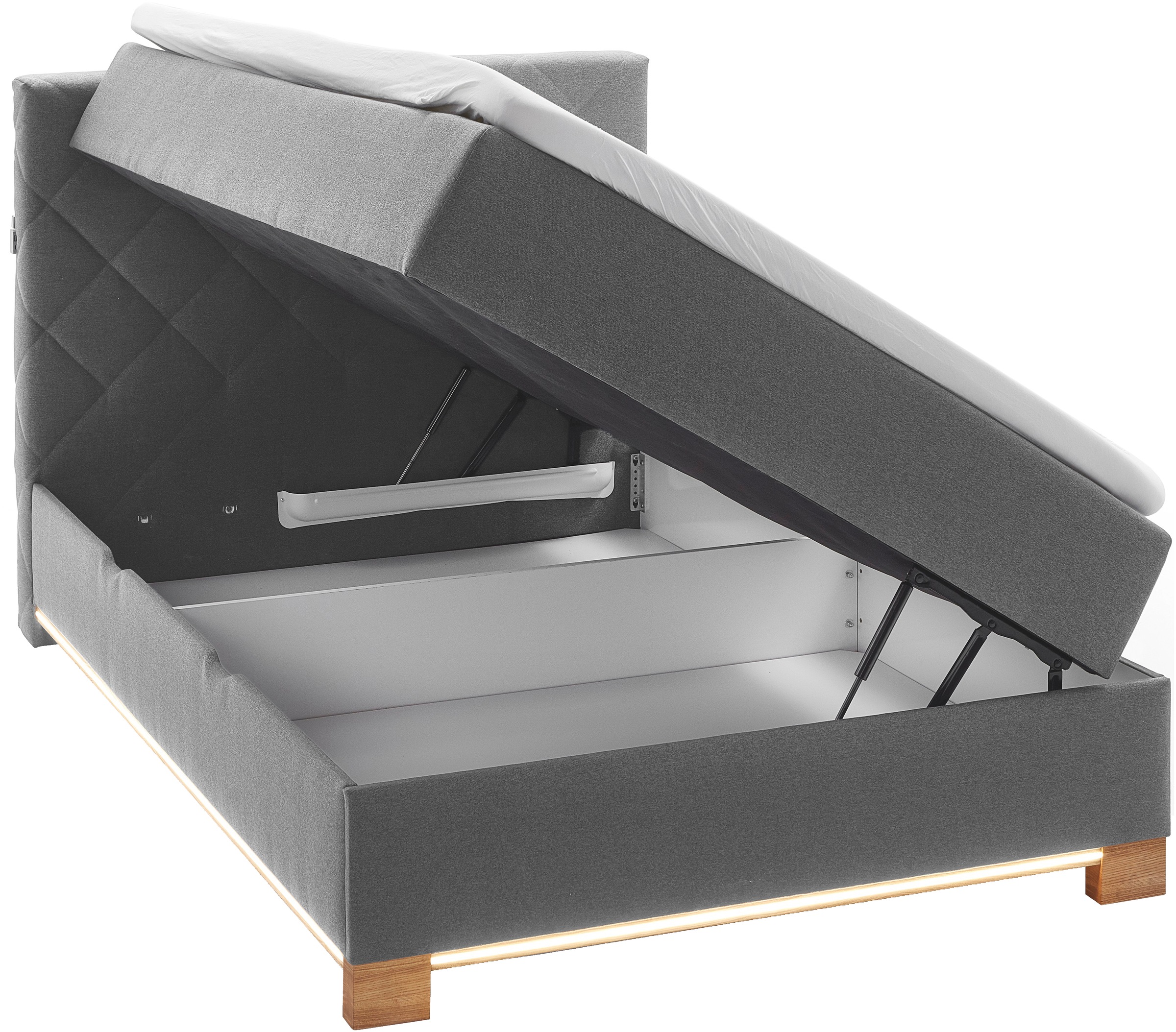 meise.möbel Boxspringbett »Messina«, inkl. Bettkasten, LED-Beleuchtung und Topper