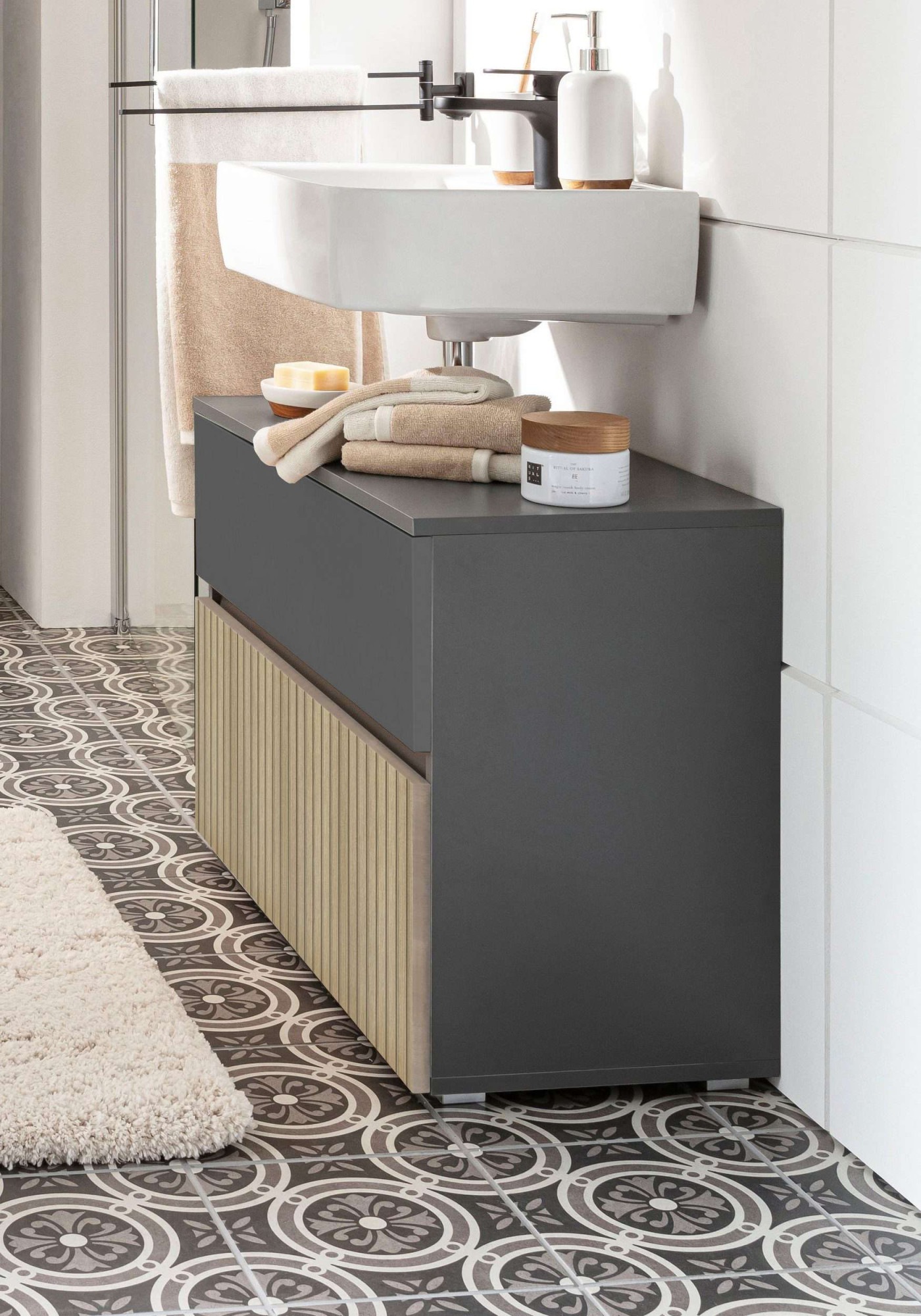 Home affaire Waschbeckenunterschrank "Wisla" Siphonausschnitt, Push-to-open günstig online kaufen