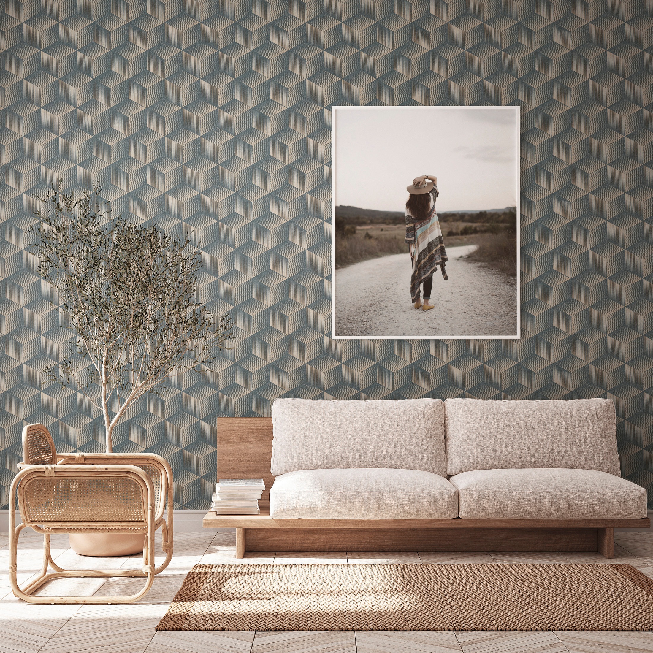 A.S. Création Vliestapete »Natural Living 3D Tapete«, matt-gemustert-neutral, 3D Tapete Vlies Vlies Wand Tapeten Wohnzimmer Schlafzimmer Küche Optik