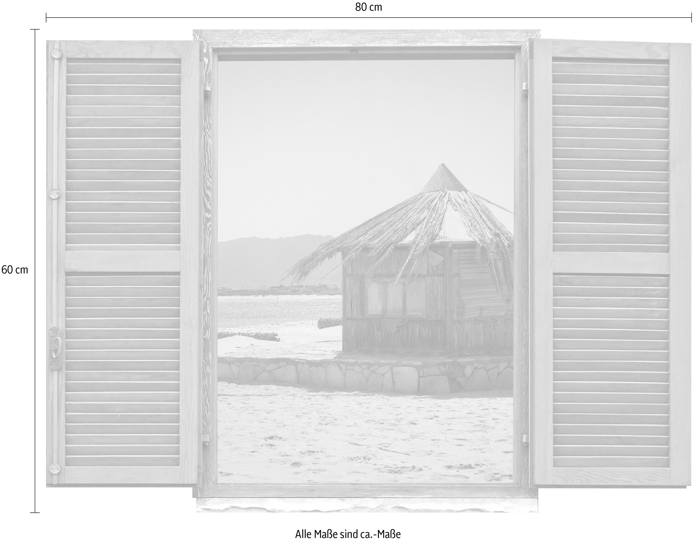 queence Wandtattoo »Hütte am Meer«, (1 St.), Wandsticker, Wandbild, selbstklebend, 3D, Fenster