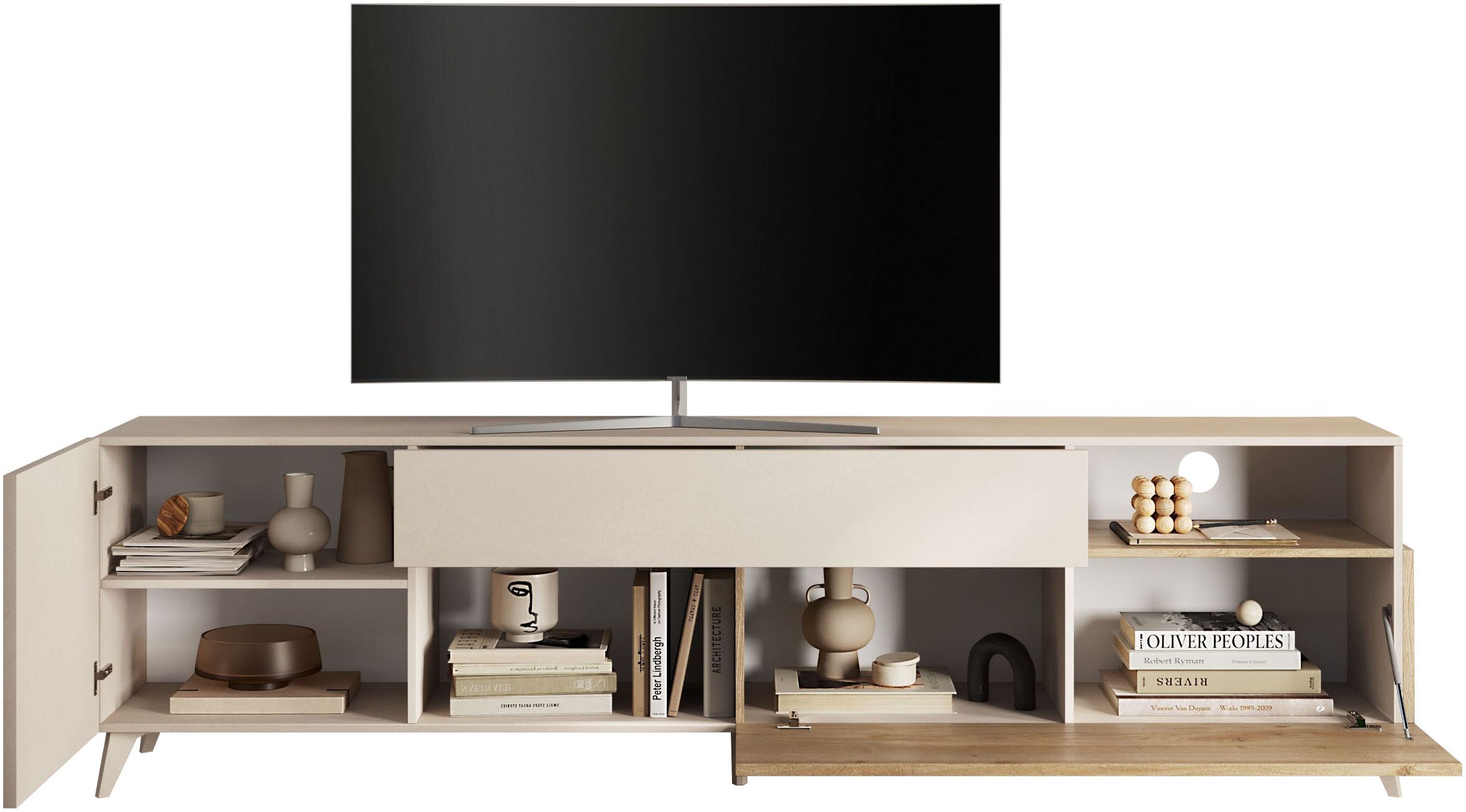 INOSIGN Lowboard »Monaco Breite 241 cm, TV-Schrank mit 1 Tür, 1 Klappe u. 1 Schubkasten«, Fernsehtisch, TV-Board, Soft/Self Closing