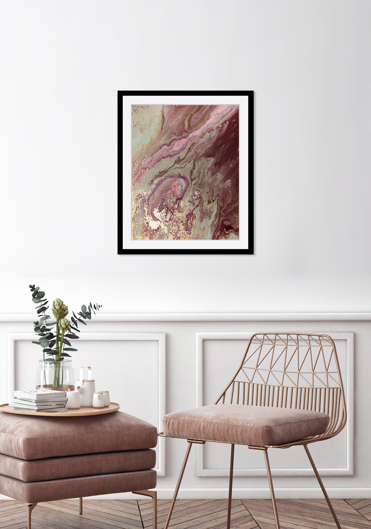 queence Bild »Benny«, Abstrakt-Stein-Spa-Spirituelle Bilder-Marmor, HD Premium Poster-Druck inkl. Holzrahmen