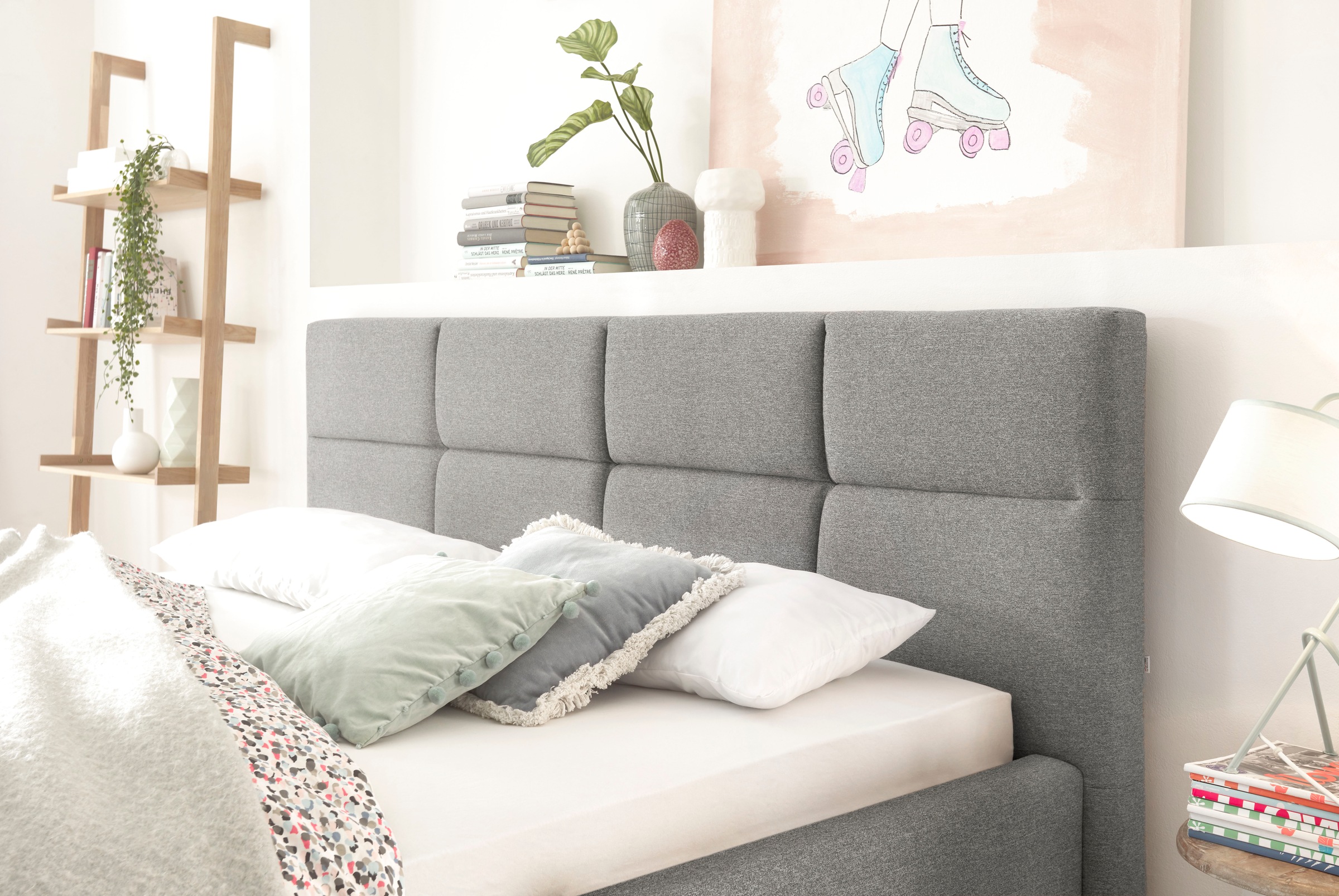 set one by Musterring Polsterbett »Cary« wahlweise mit Matratze und Lattenrost, Füße Metall schwarz