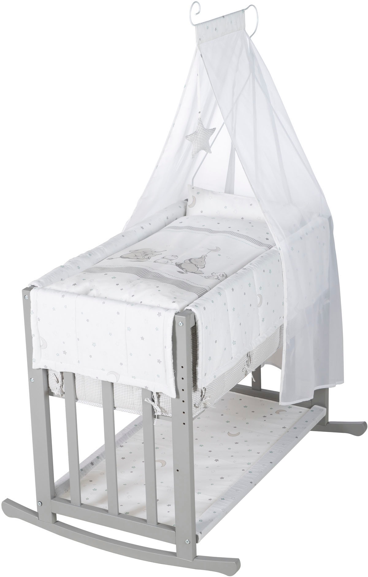 roba® Stubenbett »4 in 1, Sternenzauber, taupe«, zu Wiege, Elternbett oder Bank umbaubar