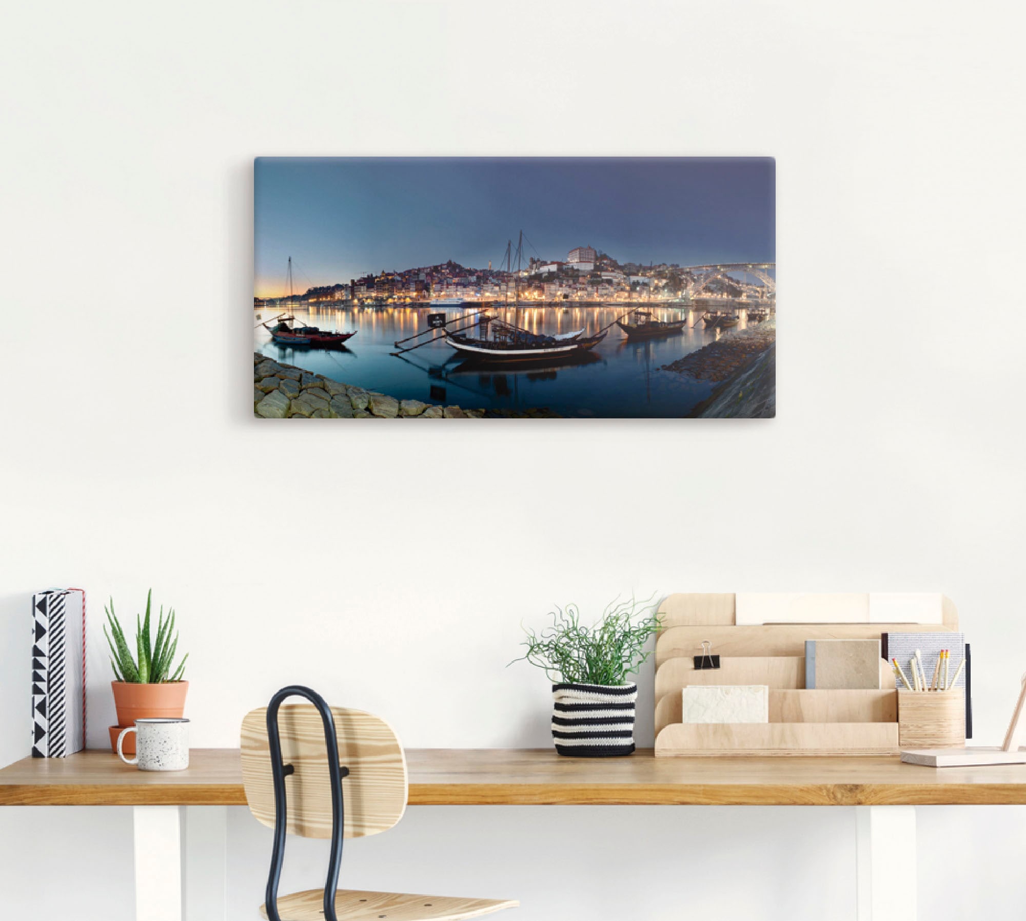 Artland Leinwandbild »Porto - Nachtpanorama«, Europa, (1 St.), auf Keilrahmen gespannt