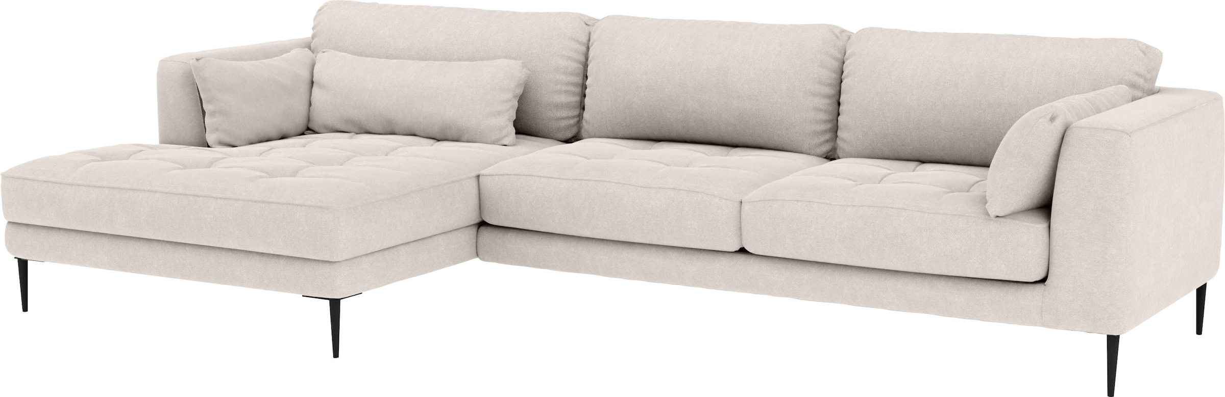 TRENDMANUFAKTUR Ecksofa »Luzi, wahlweise mit Schlaffunktion und Bettkasten bestellbar, L-Form«, Designsofa mit tollem Sitzkomfort, Metallfüße schwarz, Breite 280 cm