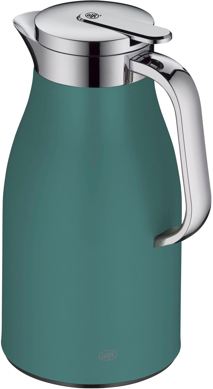 Alfi Isolierkanne »SKYLINE, mit Hartglaseinsatz und ergonomischem Griff«, 1 l, (1 St.), 12h heiß & 24h kalt, Drehverschluss mit bequemem Druckknopf