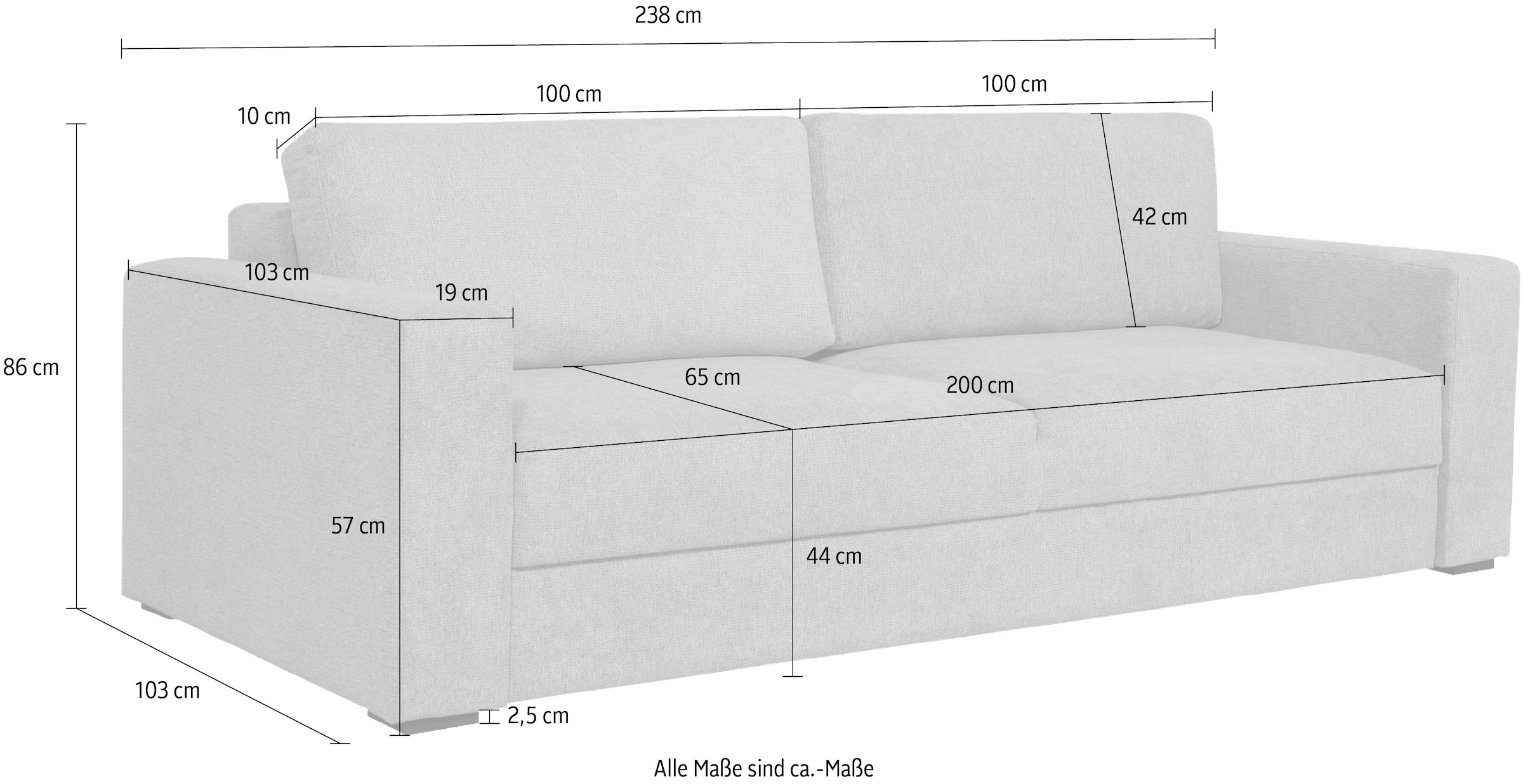 Home affaire Schlafsofa »Calrence«, mit aufklappbarer Bettfunktion, zwei Armlehnevarianten in der Serie