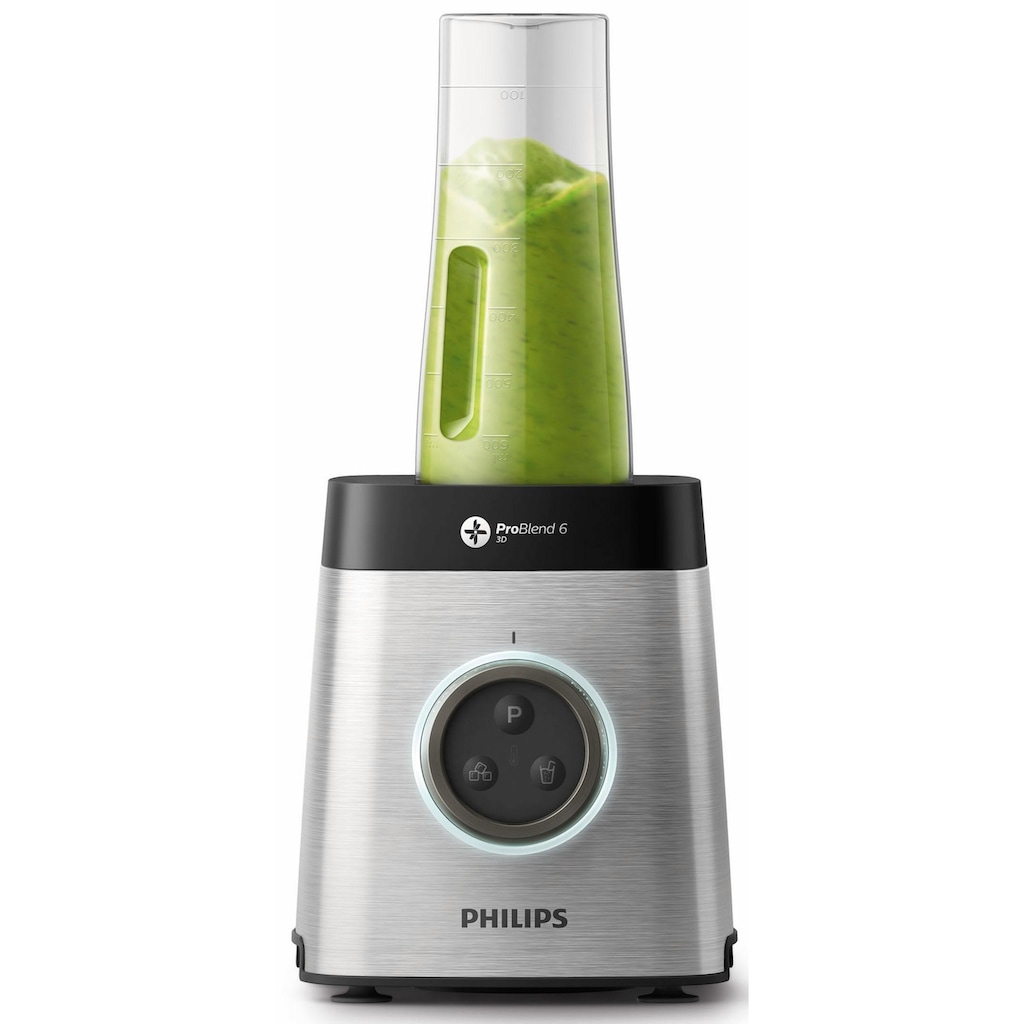 Philips Standmixer »HR3655/00 Avance Collection, mit ProBlend 6 3D-Technologie,«, 1400 W, 1,8L-Glasbehälter und 2 Trinkflaschen; Metallic