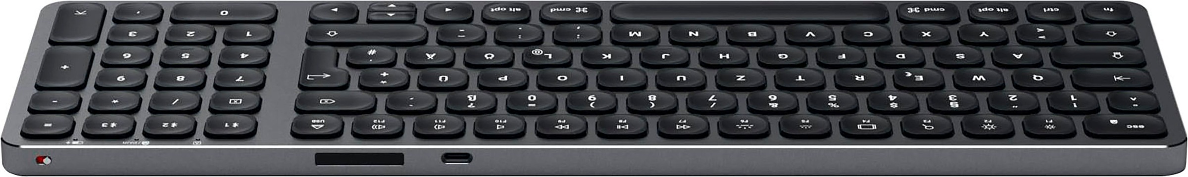Satechi Tastatur »Aluminium BT Backlit Keyboard Slim German«, (Ziffernblock-Funktionstasten-Lautstärkeregler-USB-Anschluss)