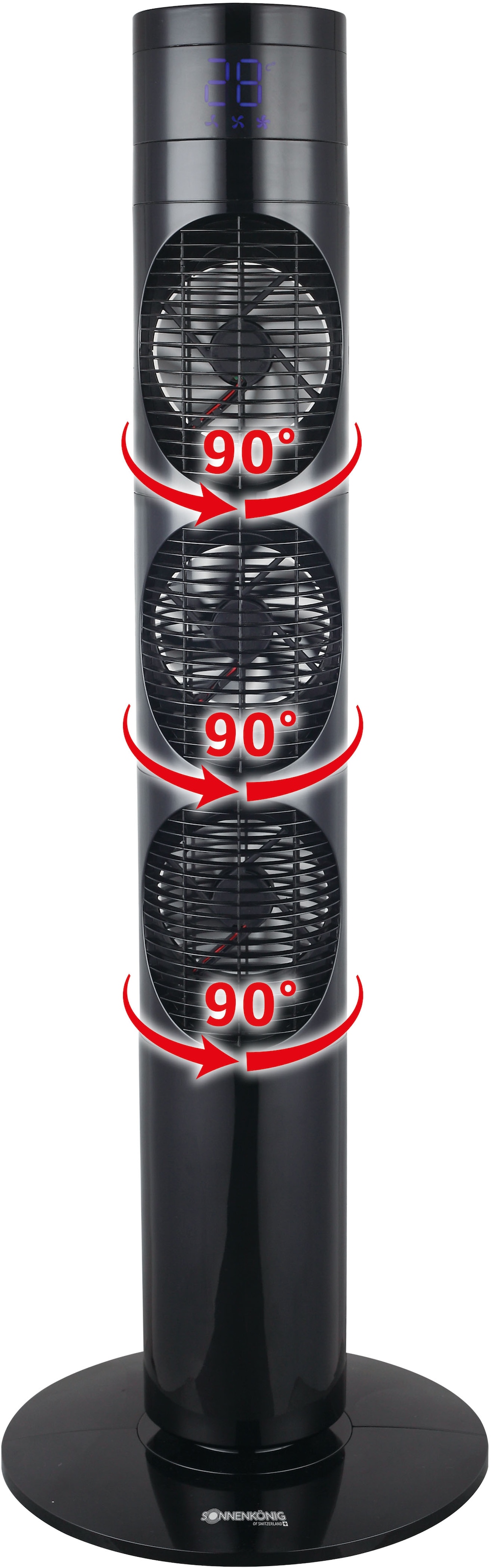 Sonnenkönig Turmventilator »Dolmen 3, Leistung 20W, 3 Modi, energieeffizient, Fernbedienung,«, Display mit Temperaturanzeige, Überhitzungsschutz, Oszillation