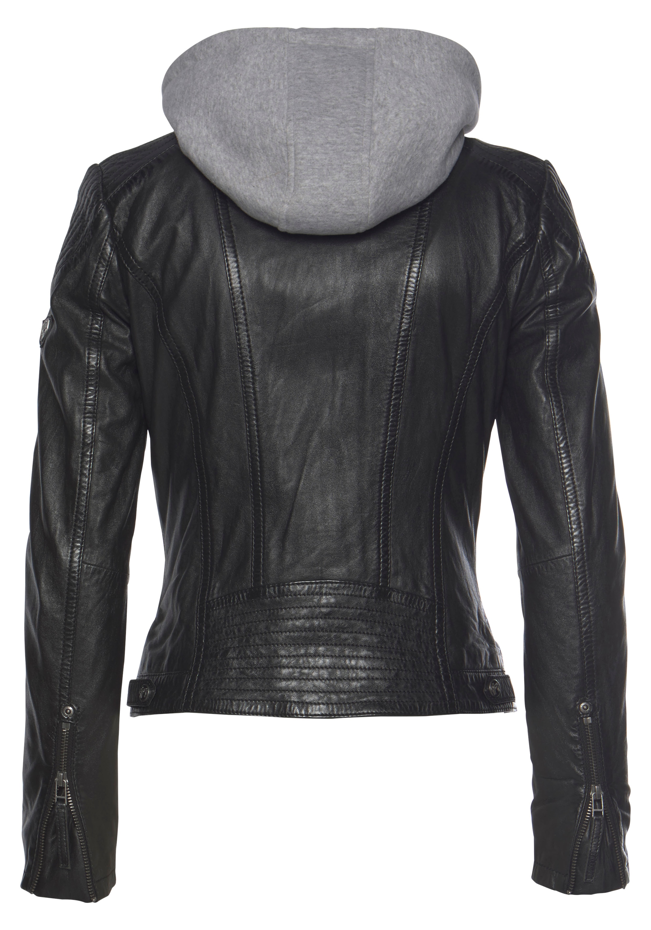 Mauritius Lederjacke »Junja«, mit Kapuze, mit abnehmbarem Kapuzen-Einsatz und aufwendigen Biker-Details