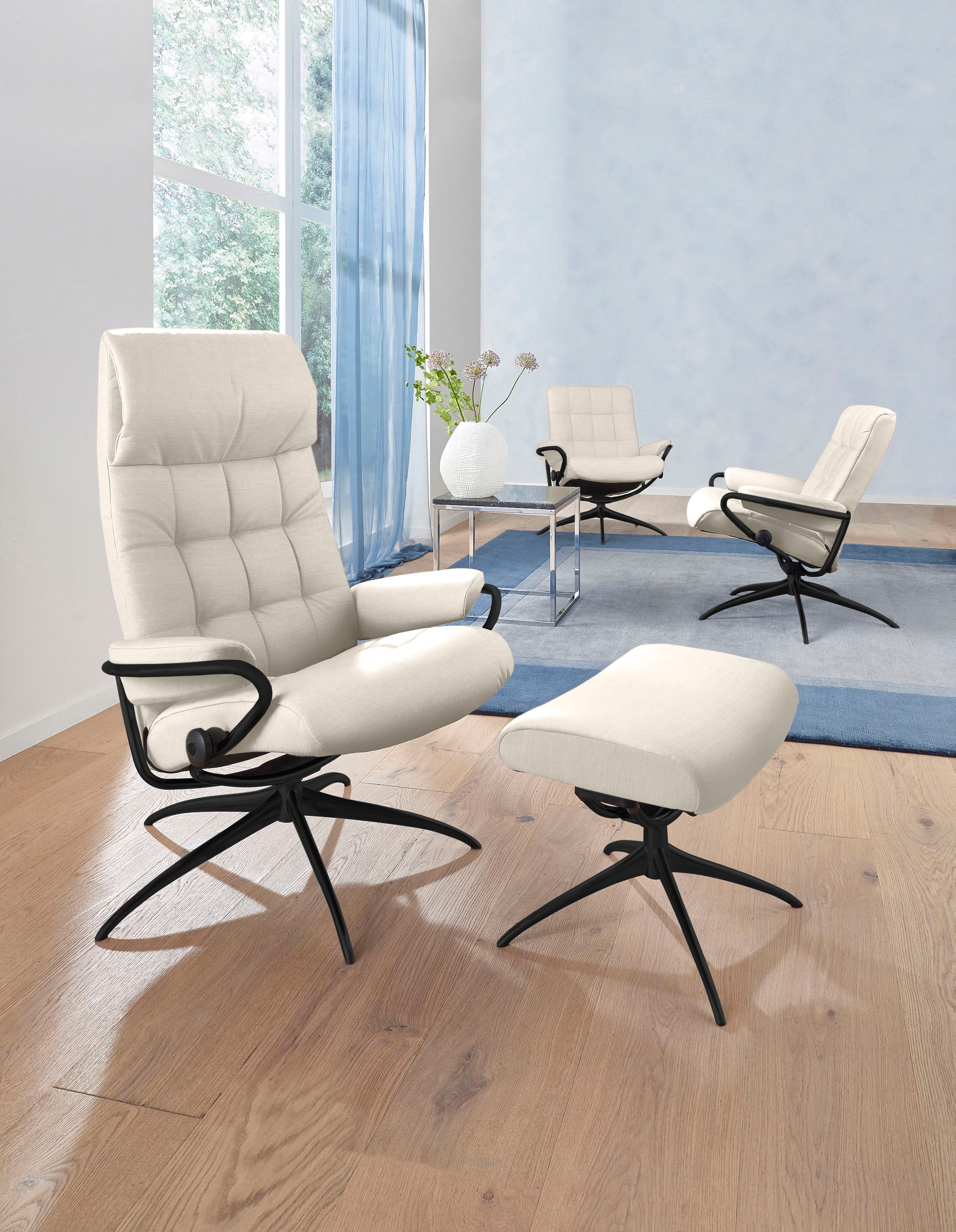 Stressless® Relaxsessel »London«, (Set, Relaxsessel mit Hocker), mit Hocker, High Back, mit Star Base, Gestell Schwarz