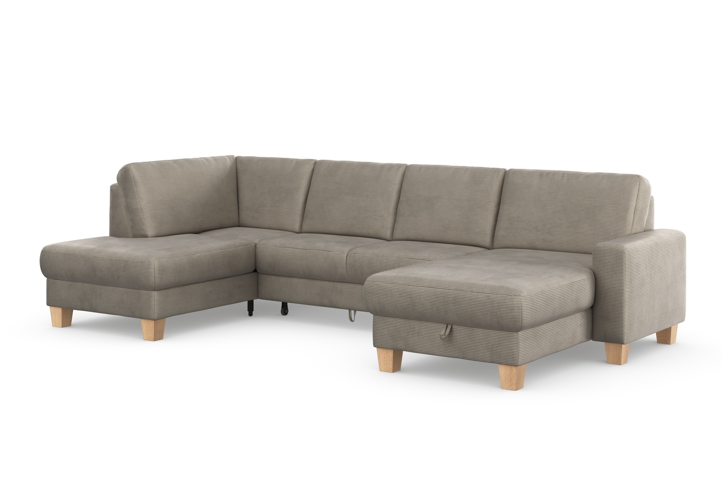 Home affaire Wohnlandschaft »Summer U-Form«, mit oder ohne Bettfunktion und Bettkasten, Cord-Bezug