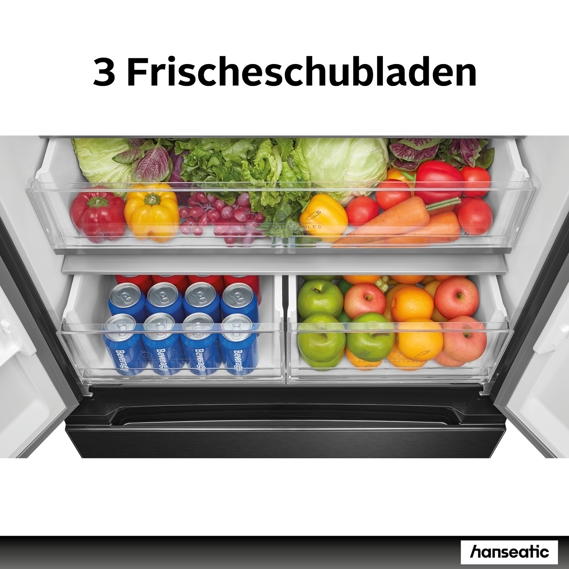 Hanseatic French Door »HFD18983CWDI« 190 cm hoch 83 cm breit Wasserspender mit Wassertank