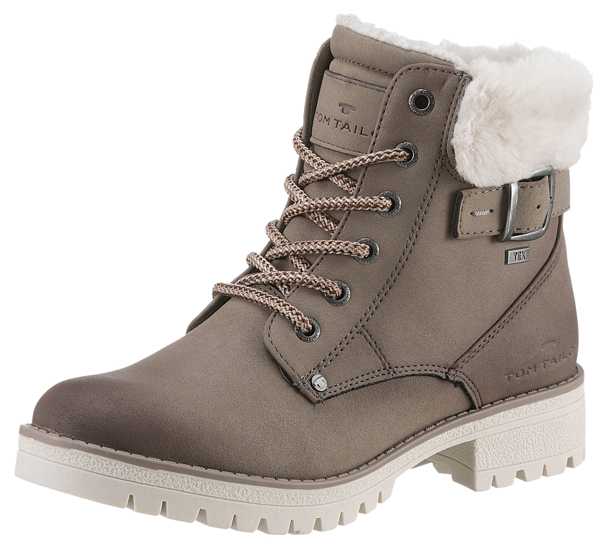 Winterboots, Blockabsatz, Schnürboots, Winterstiefelette, modische Zierschnalle