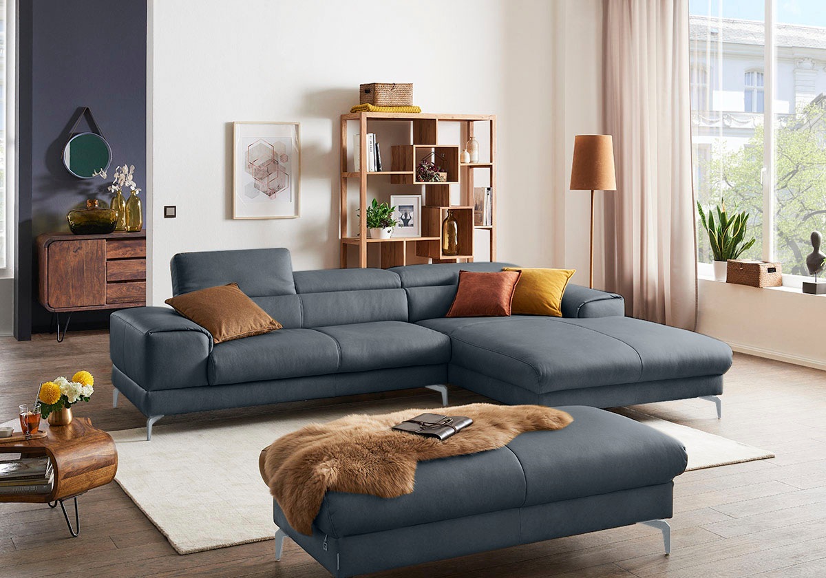 W.SCHILLIG Polsterhocker »piedroo, Designsofa mit tollem Sitzkomfort, bequem, L-Form«, Füße in Silber matt