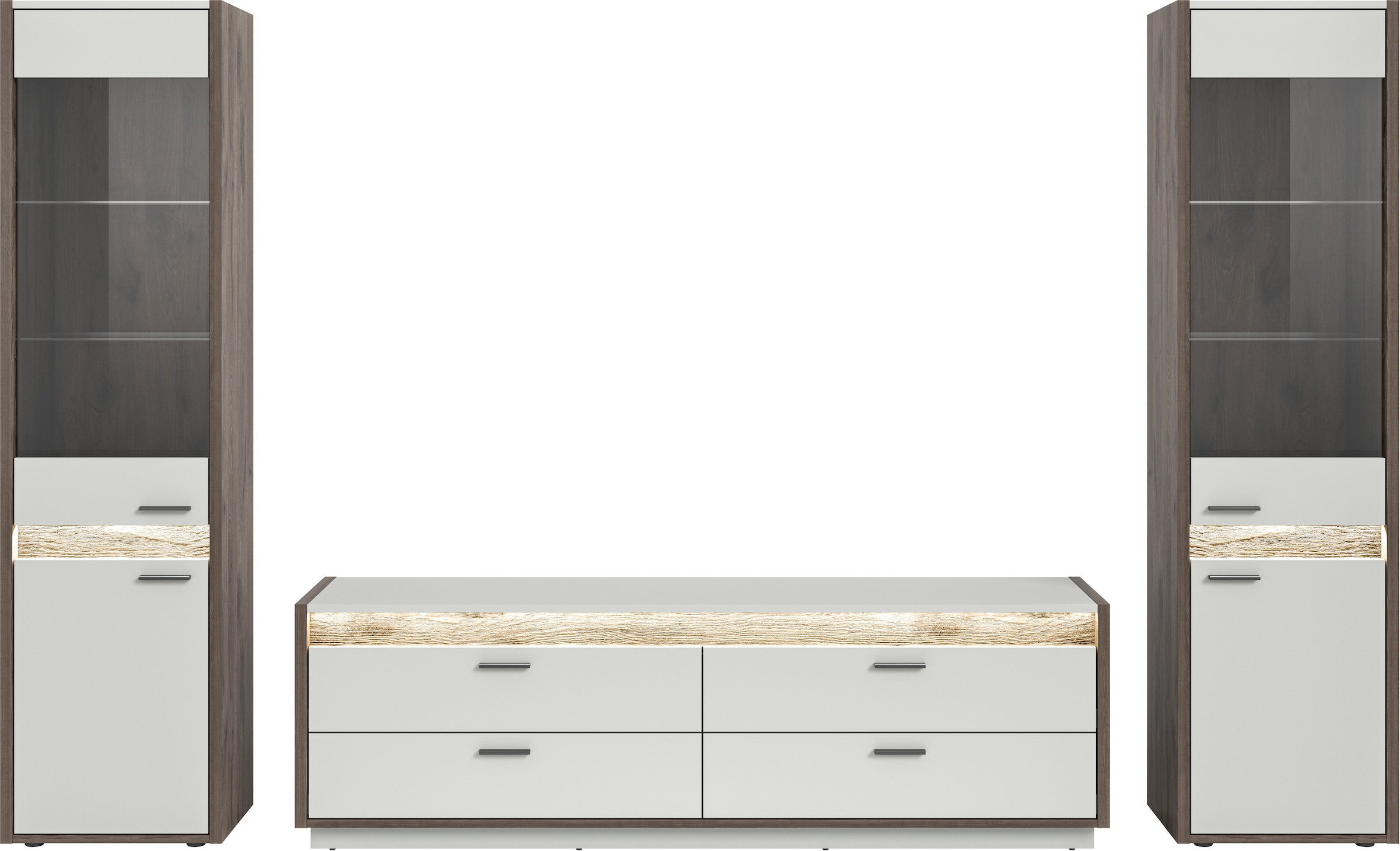 INOSIGN Wohnwand »Treviso, Breite 319 cm, bestehend aus: 2x Vitrine und 1x Lowboard«, (3 St.), Kombination, Wohnkombination, Mediawand, TV-Wand