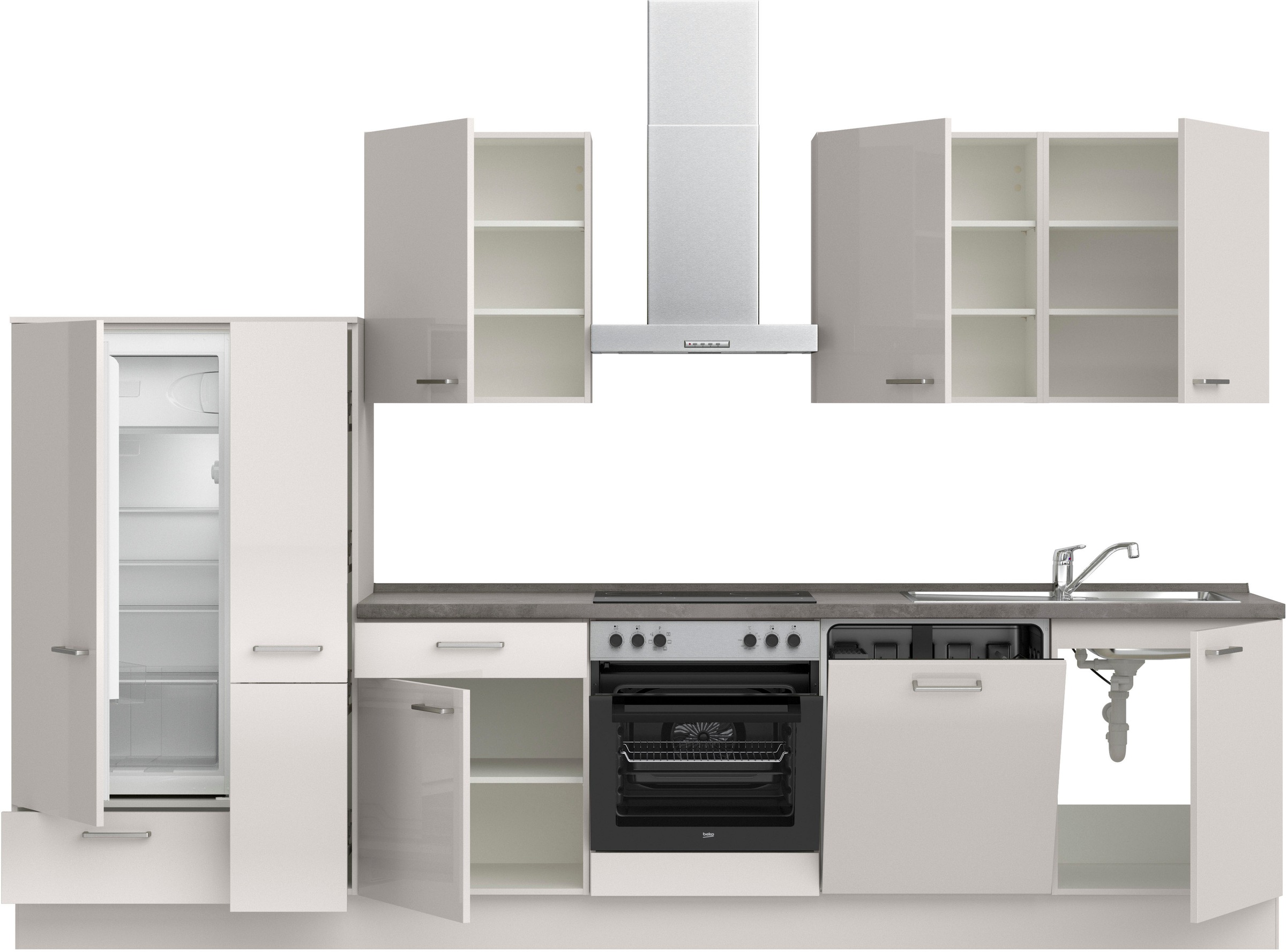 nobilia® Küchenzeile »"Flash I"«, vormontiert, Ausrichtung wählbar, Breite 330 cm, wahlw. mit E-Geräten