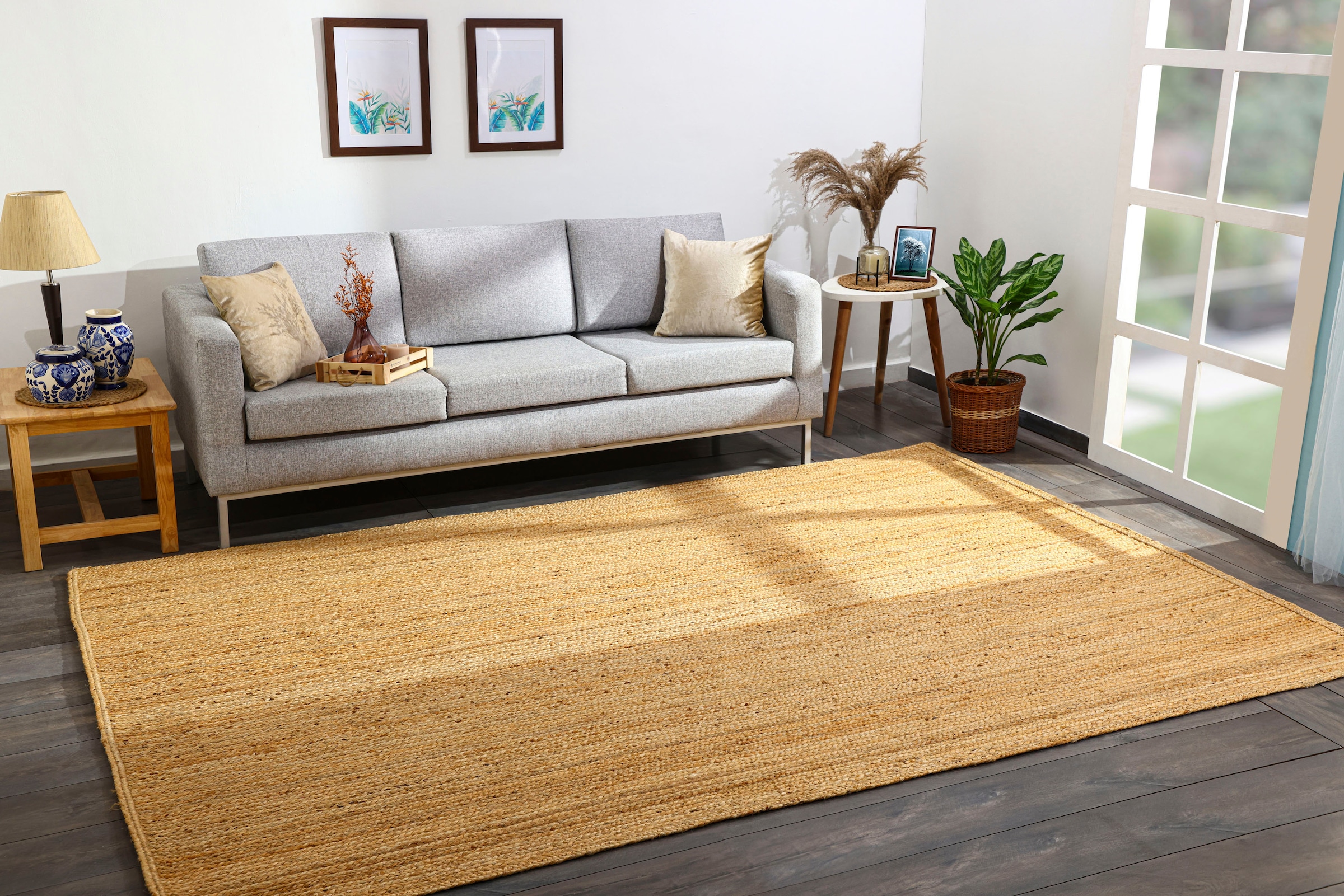 Myflair Möbel & Accessoires Teppich »Lola«, rechteckig, 10 mm Höhe, Juteteppich, Wendeteppich, handgeflochten, 100% Naturfaser, Boho-Style