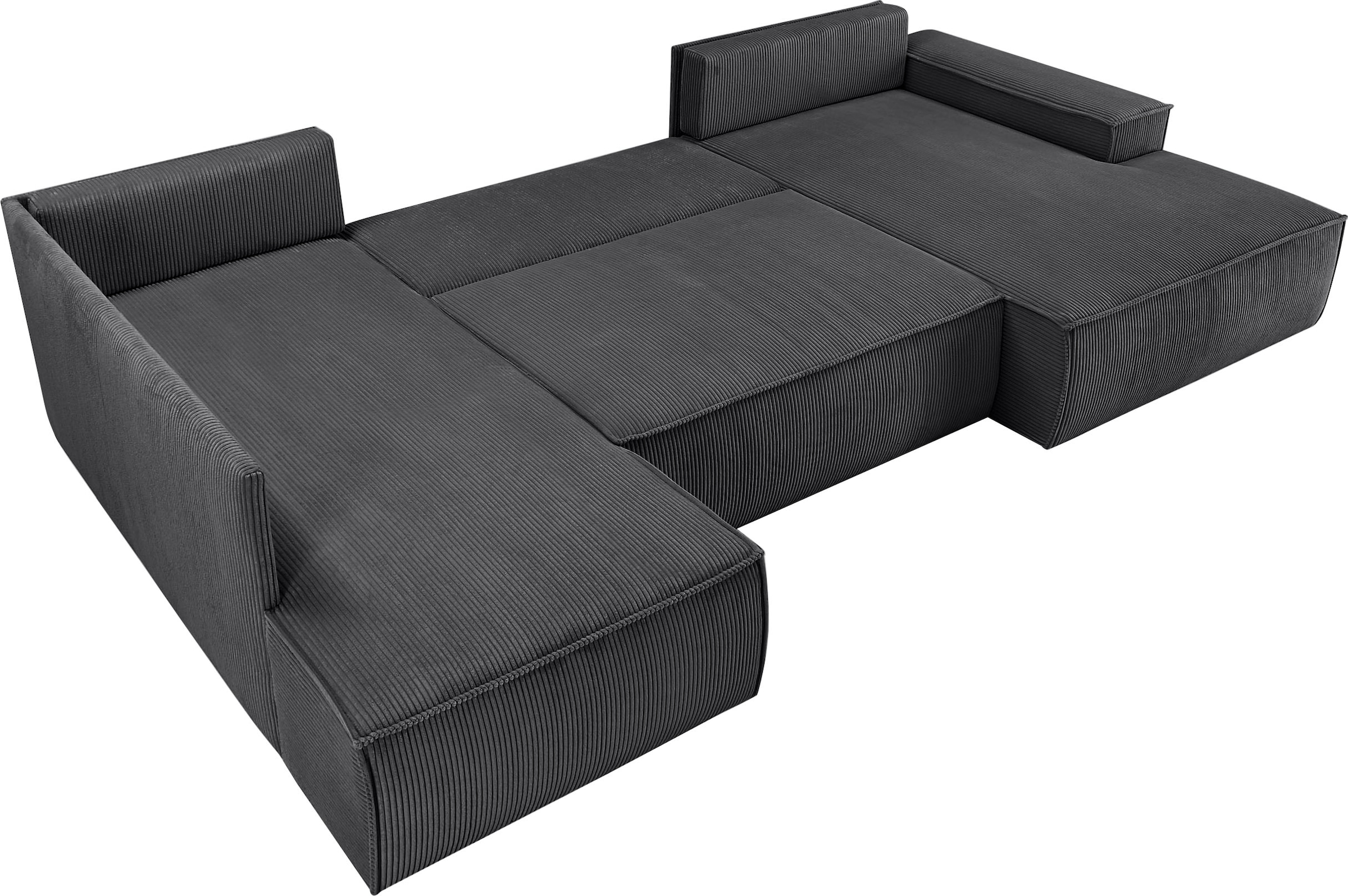 Home affaire Wohnlandschaft »SHERWOOD  329 cm, U-Form, Schlafsofa,« Schlaffunktion m. Bettkasten (194x139 cm), Cord, Vintage, Samtvelours