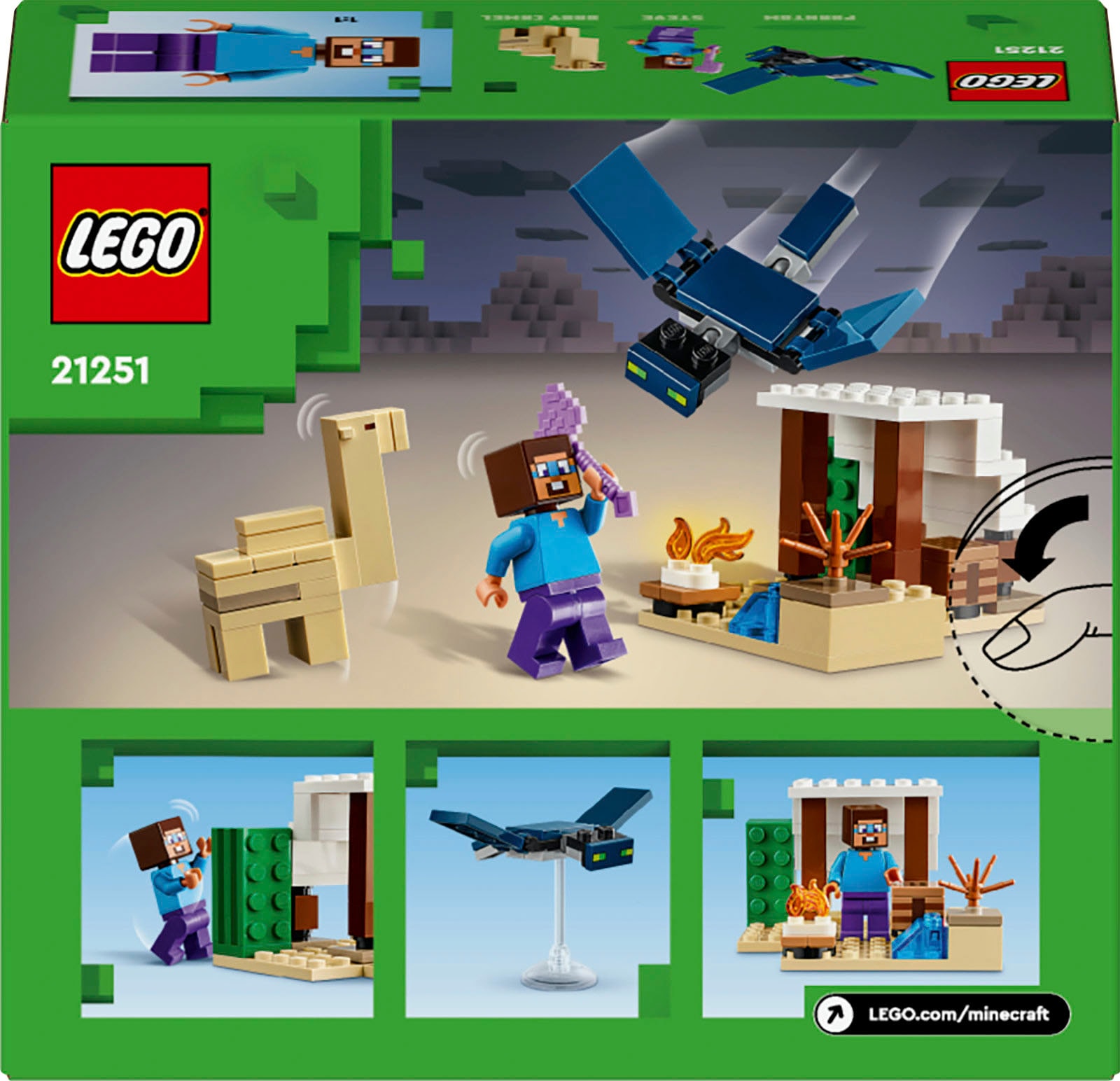 LEGO® Konstruktionsspielsteine »Steves Wüstenexpedition (21251), LEGO Minecraft«, (75 St.), Made in Europe