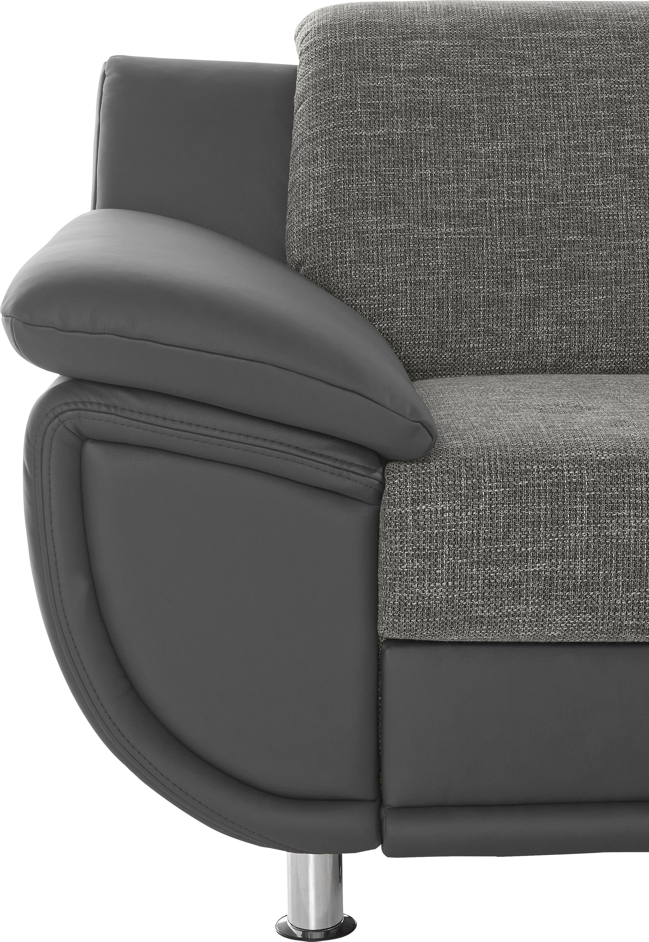 TRENDMANUFAKTUR Ecksofa »Rondo 3, zeitlos und bequem, Materialmix, breite Armlehnen, L-Form«, wahlweise mit Federkern für mehr Komfort, wahlweise mit Bettfunktion
