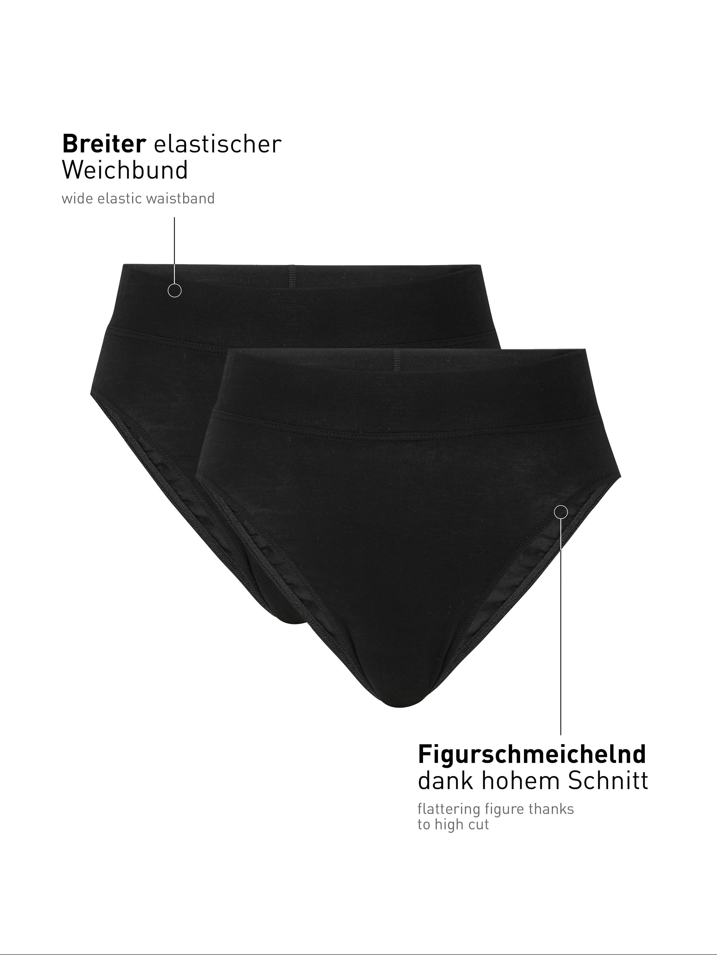 CALIDA High-Waist-Slip »Elastic Duopack« 2er Pack,  breiter Softbund, elastisch, atmungsaktiv, weich