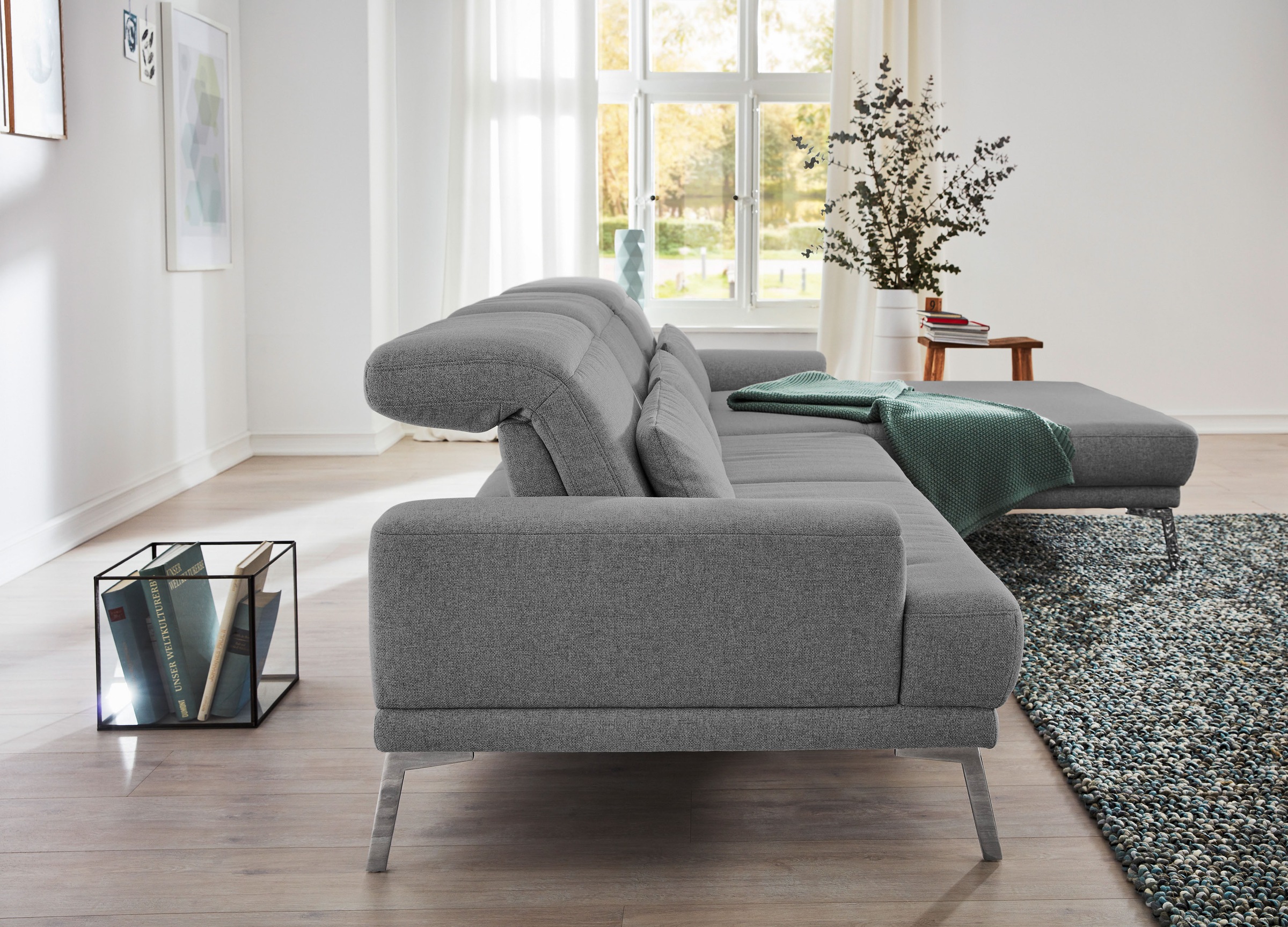Musterring Ecksofa »MR 4580«, mit Kopf- und Sitztiefenverstellung, Metallfuß chrom, 288 x 193/220cm