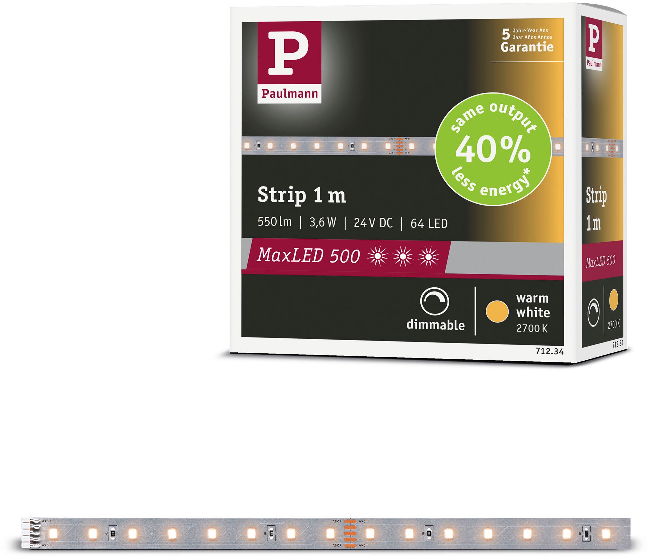 Paulmann LED-Streifen »MaxLED 500 LED Strip Warmweiß Einzelstripe« günstig online kaufen
