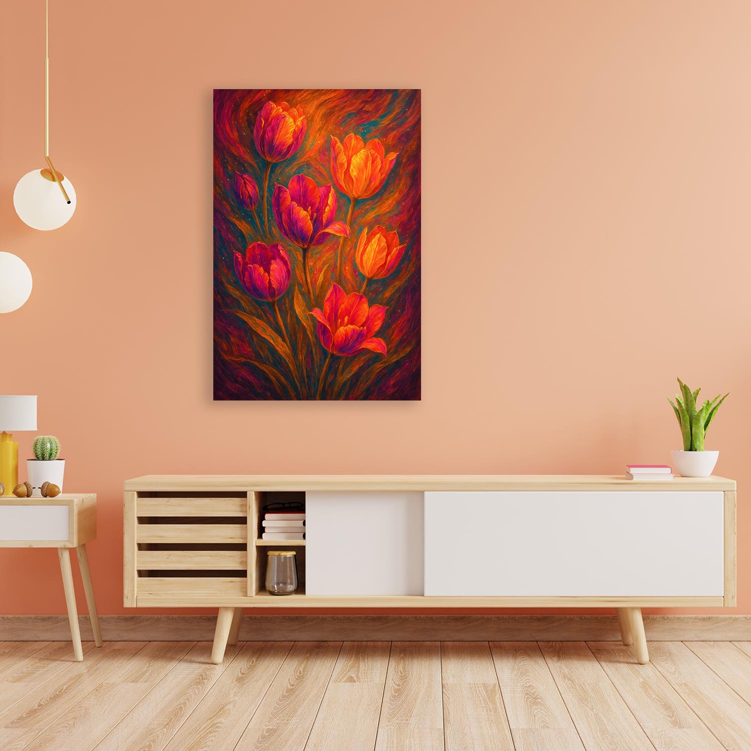queence Acrylglasbild »Tulpenfeuer«, Blätter-Blätterbilder-Blumen-Blumenbil günstig online kaufen