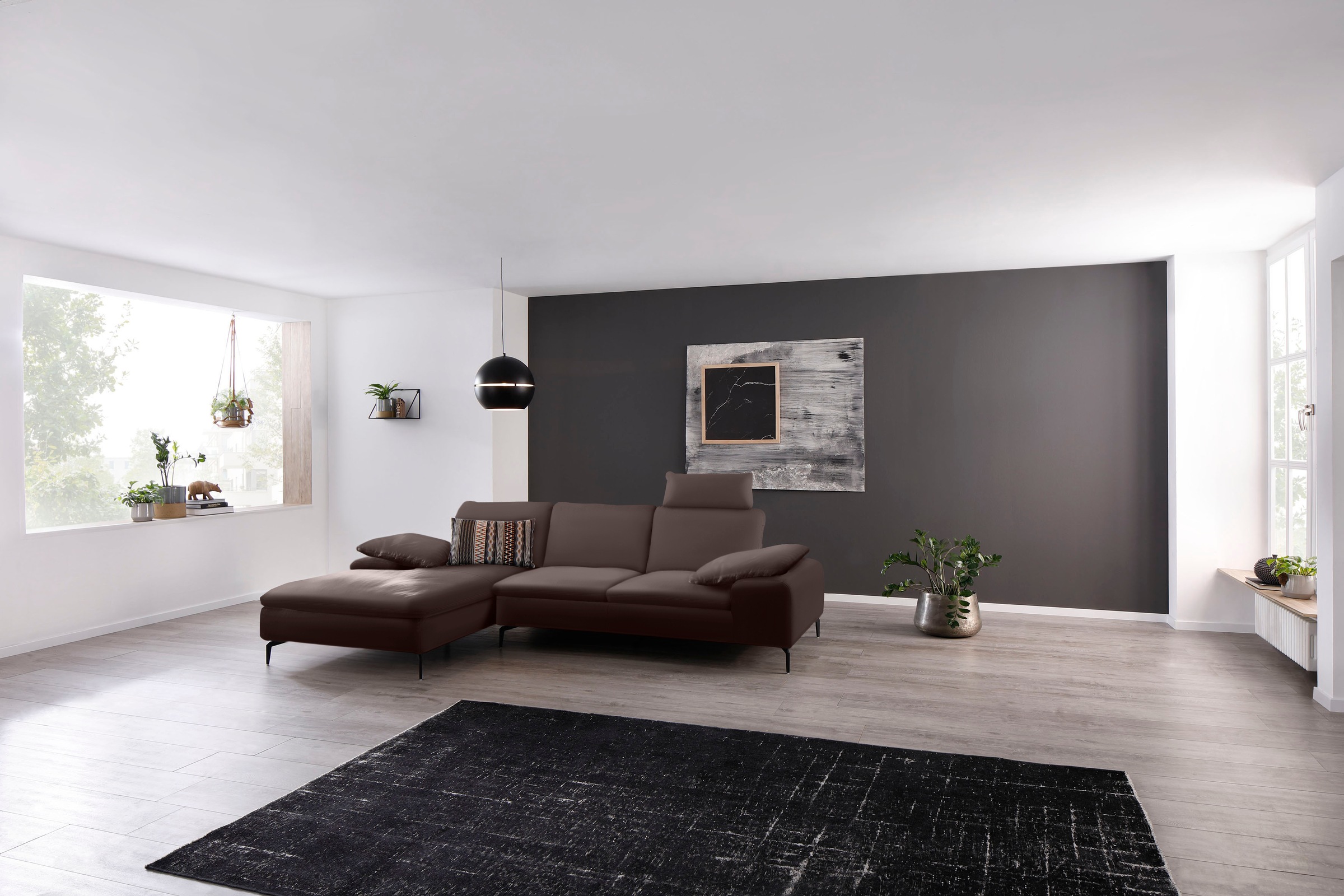 W.SCHILLIG Ecksofa »valentinoo, Designsofa, bequem, elegant und zeitlos, L-Form«, (Set), inklusive Hocker, mit Sitztiefenverstellung, Breite 299 cm