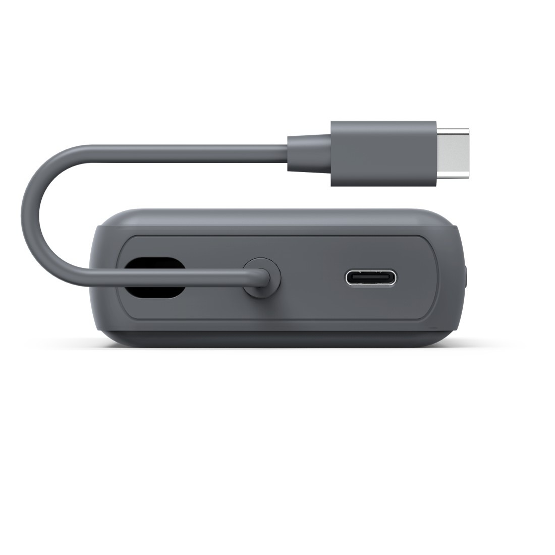 Hama Powerbank »Powerbank mit integriertem USB-C-Kabel, 10000 mAh, 2x USB-C, grau« integriertes Kabel, Fast Charge, LED-Kapazitätsanzeige, akkuschonend