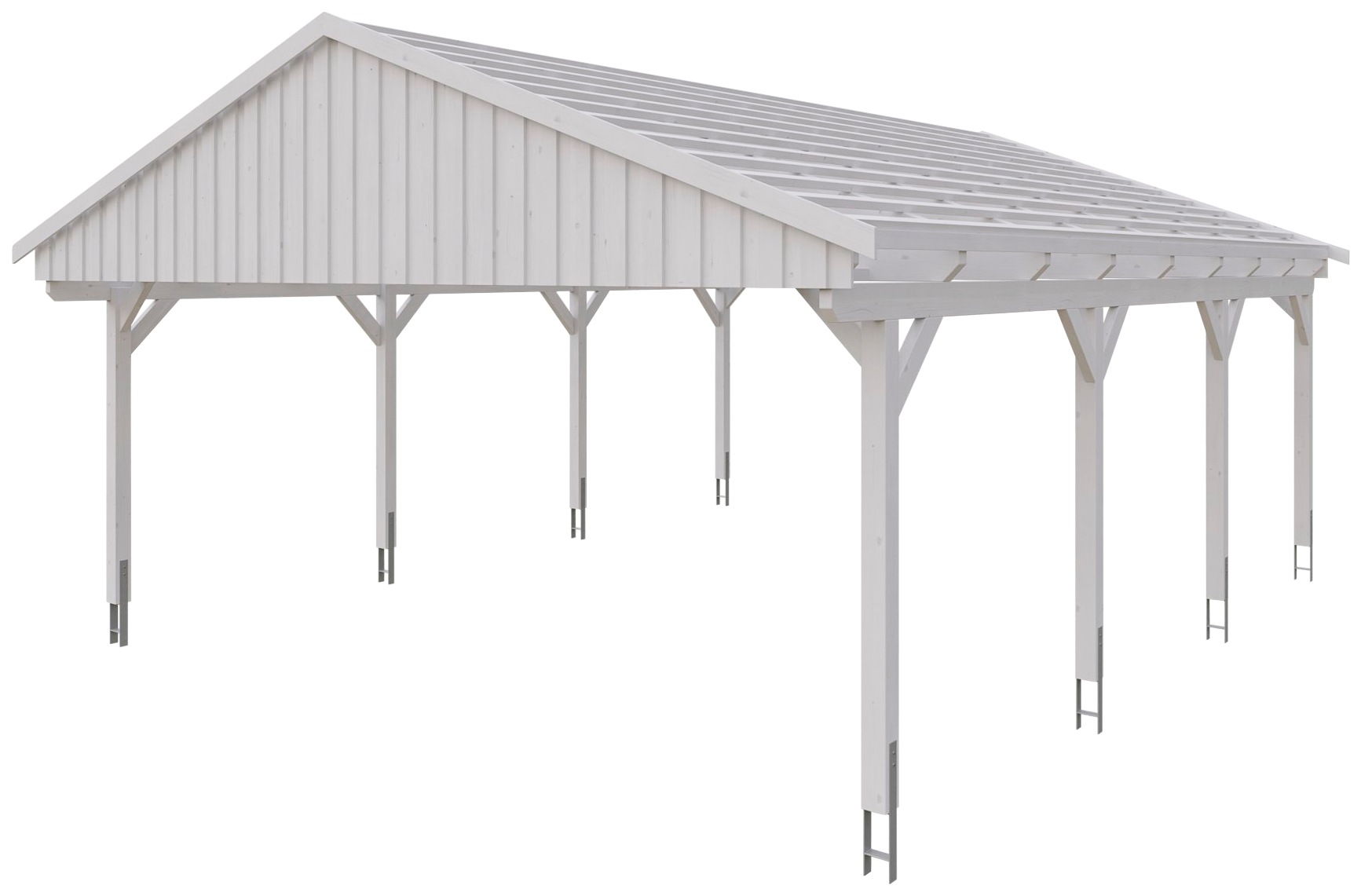 Skanholz Doppelcarport »Fichtelberg«, weiß, mit Dachlattung