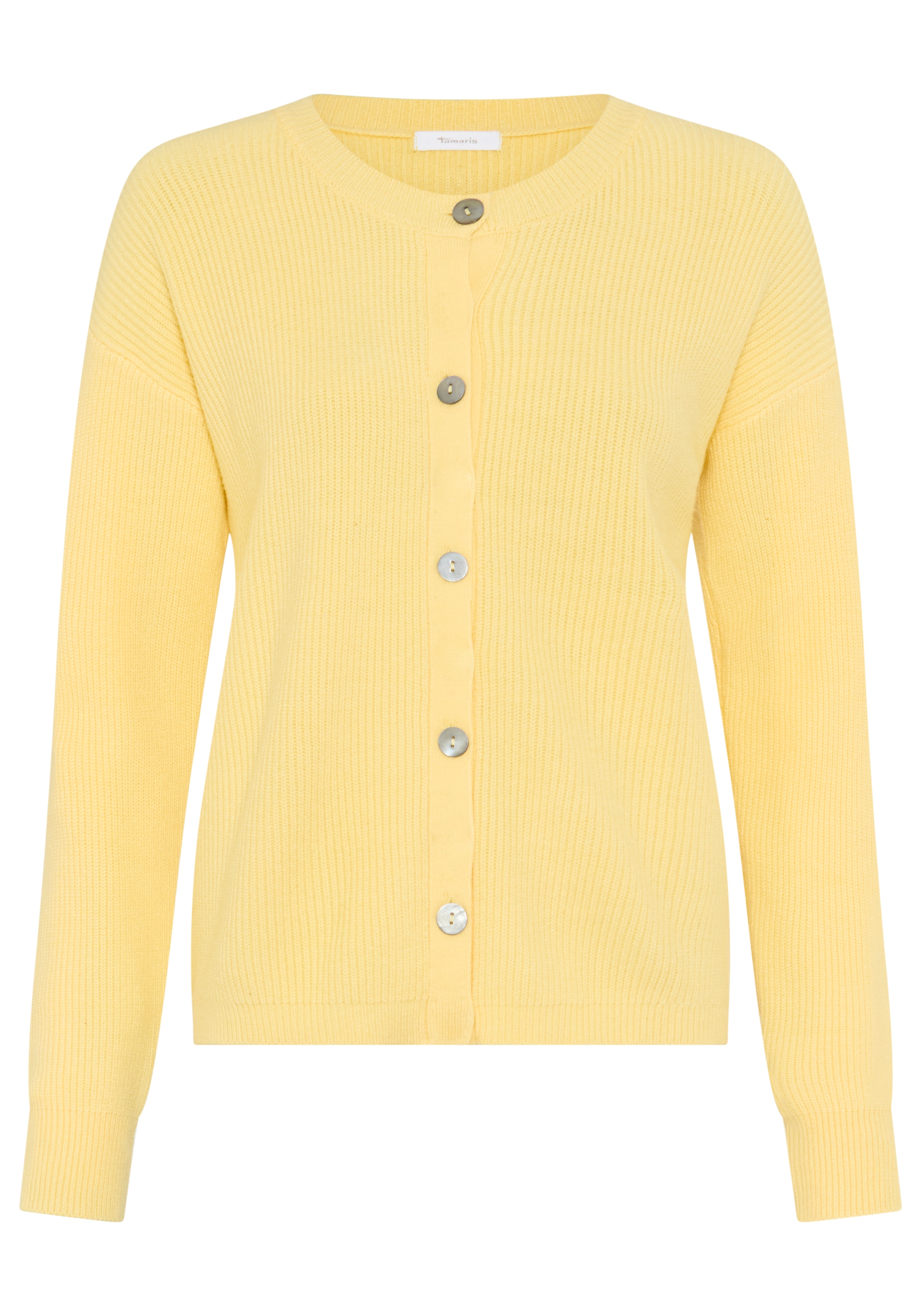 Tamaris Strickjacke mit trendigem Schnitt und Knopfleiste