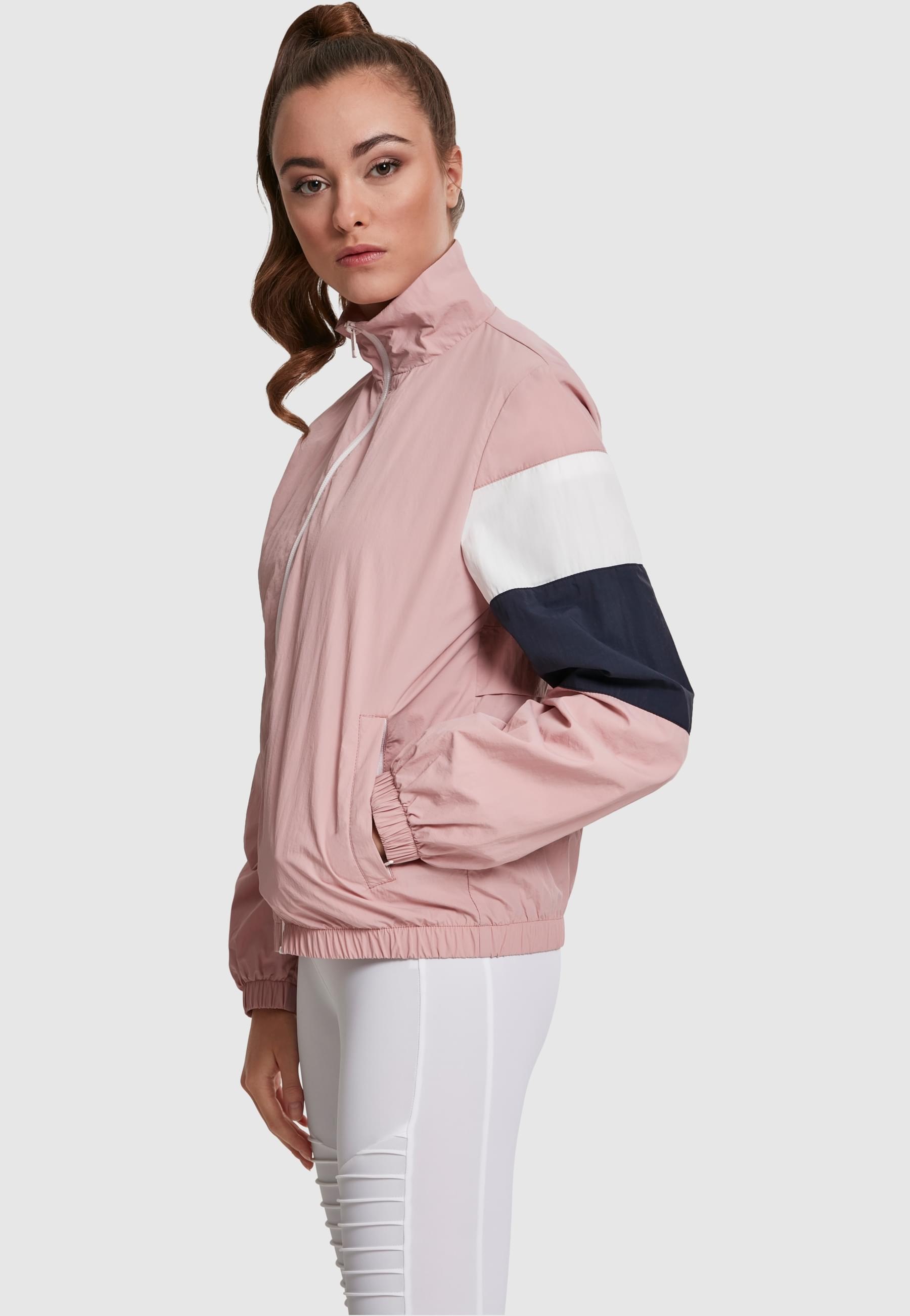 URBAN CLASSICS Allwetterjacke »Urban Classics Damen Ladies 3-Tone Crinkle Track Jacket« 1 Stk. tlg. ohne Kapuze