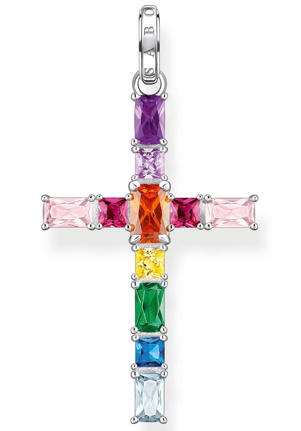 THOMAS SABO Kettenanhänger »Kreuz pinke oder bunte Steine, PE939-051-9, PE939-073-7«, mit Spinell (synth.), Zirkonia (synth.), Korund (synth.)