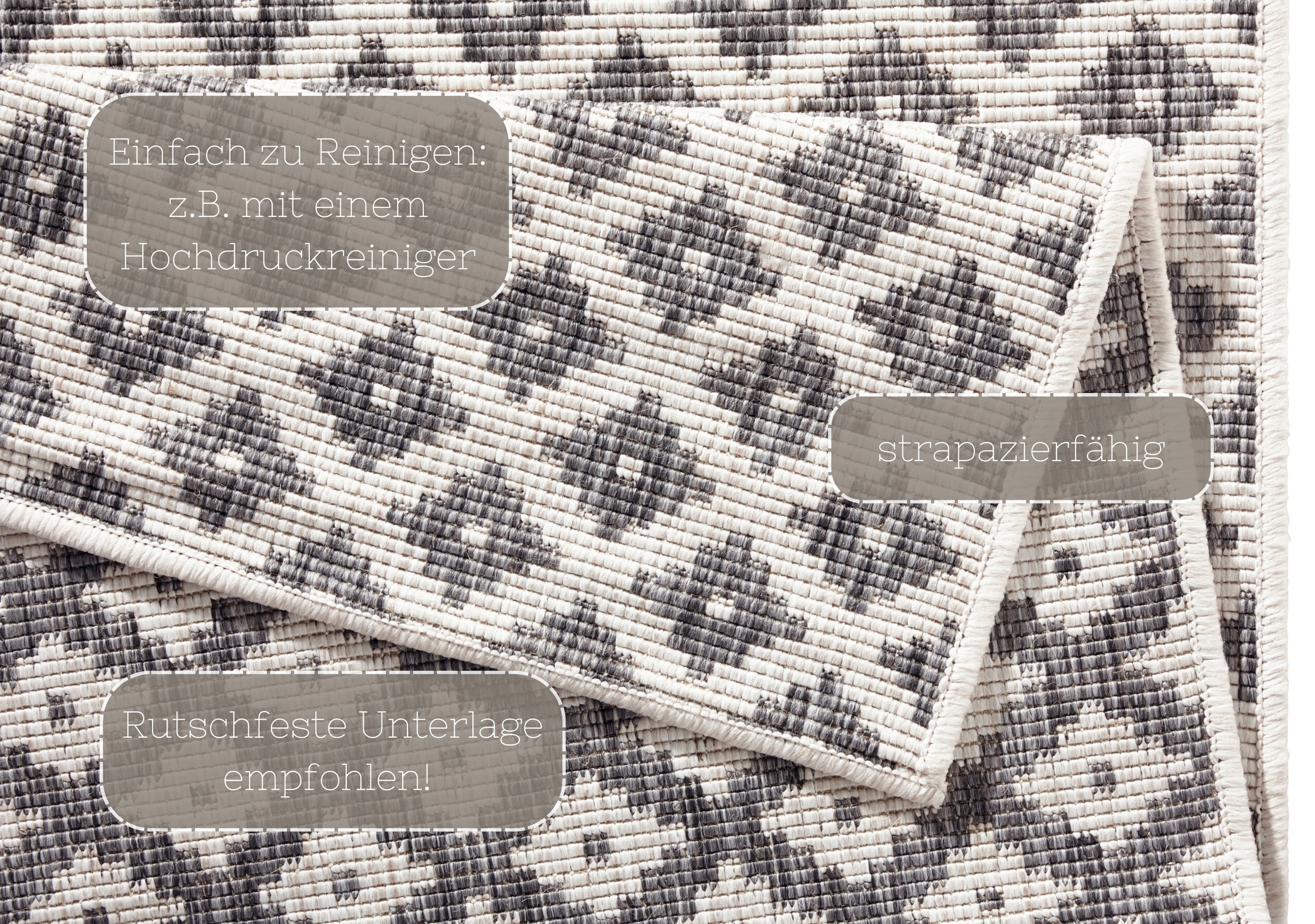 NORTHRUGS Teppich »Nizza Wendeteppich«, rechteckig, 5 mm Höhe, In-& Outdoor, Wetterfest, Balkon, Läufer, Wohnzimmer, Wasserfest