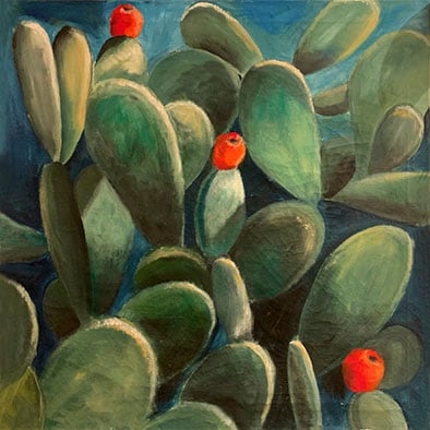 queence Leinwandbild »Cactus de Felanitx«, Pflanzen-Kunst-Pflanzenbilder-Bl günstig online kaufen