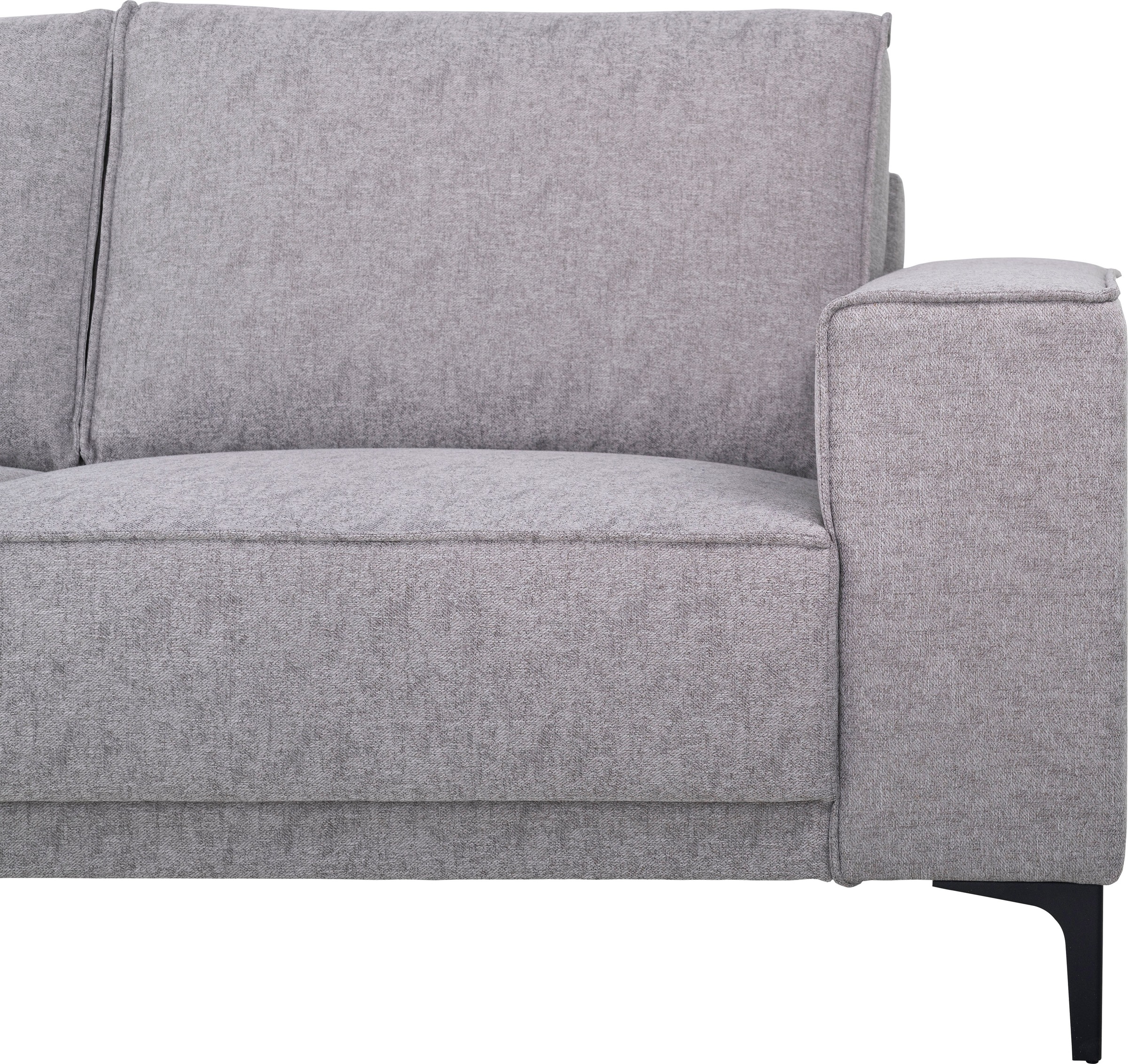 Places of Style Ecksofa »Polsterecke Oland, Struktur, Flachgewebe, Luxus-Microfaser, Boucle«, L-Form, 280 cm, Wellenunterfederung, Skandi-Design, Metallfüße