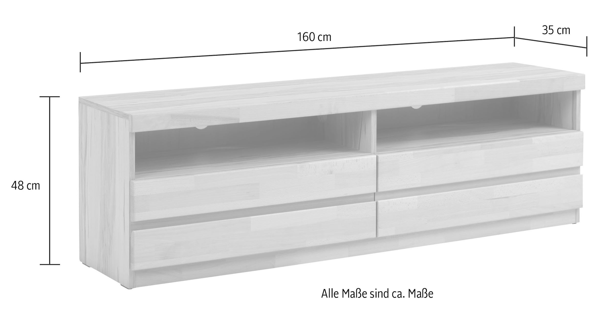 Woltra Lowboard »OSLO«, Breite ca. Teilmassiv bestellen 160 cm, online
