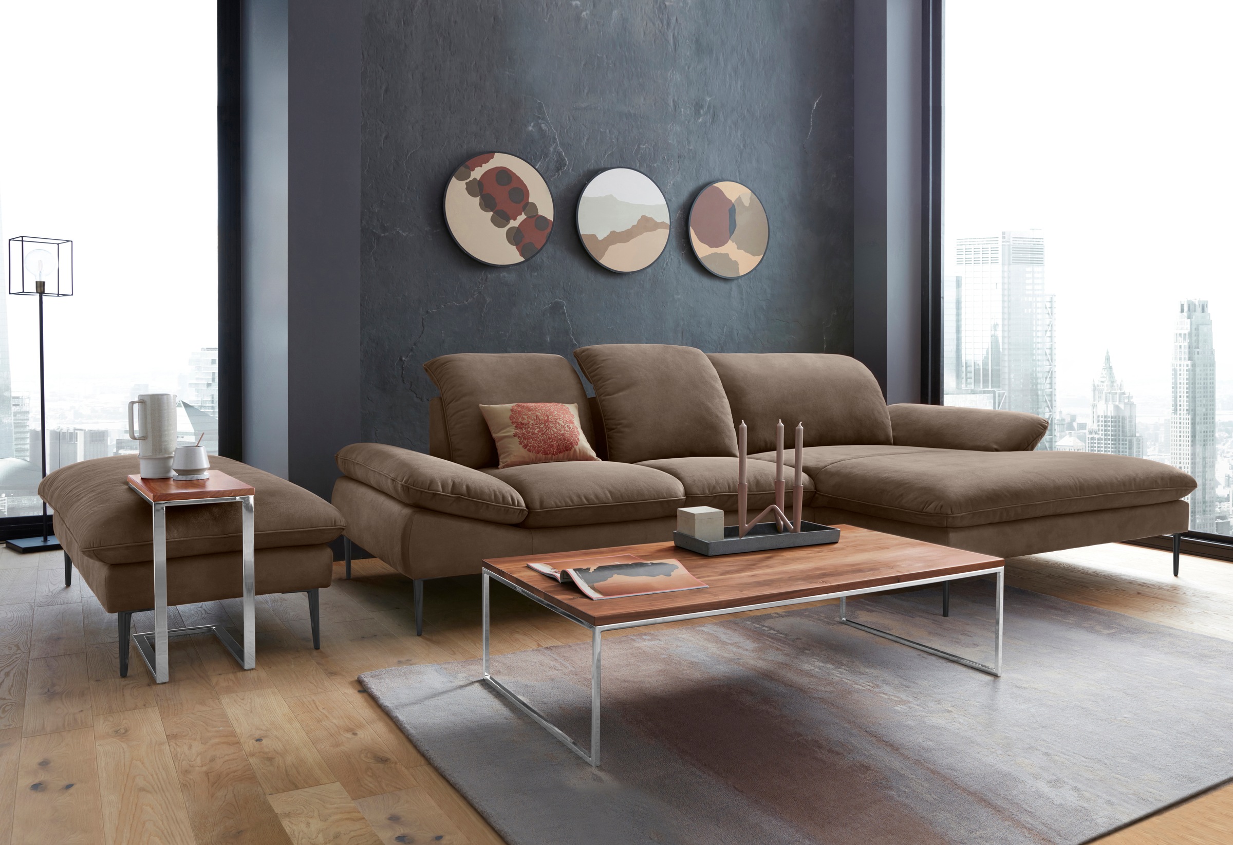 W.SCHILLIG Ecksofa »enjoy&MORE, Designsofa, elegant und bequem, L-Form«, Sitztiefenverstellung, Füße schwarz pulverbeschichtet, Breite 310 cm