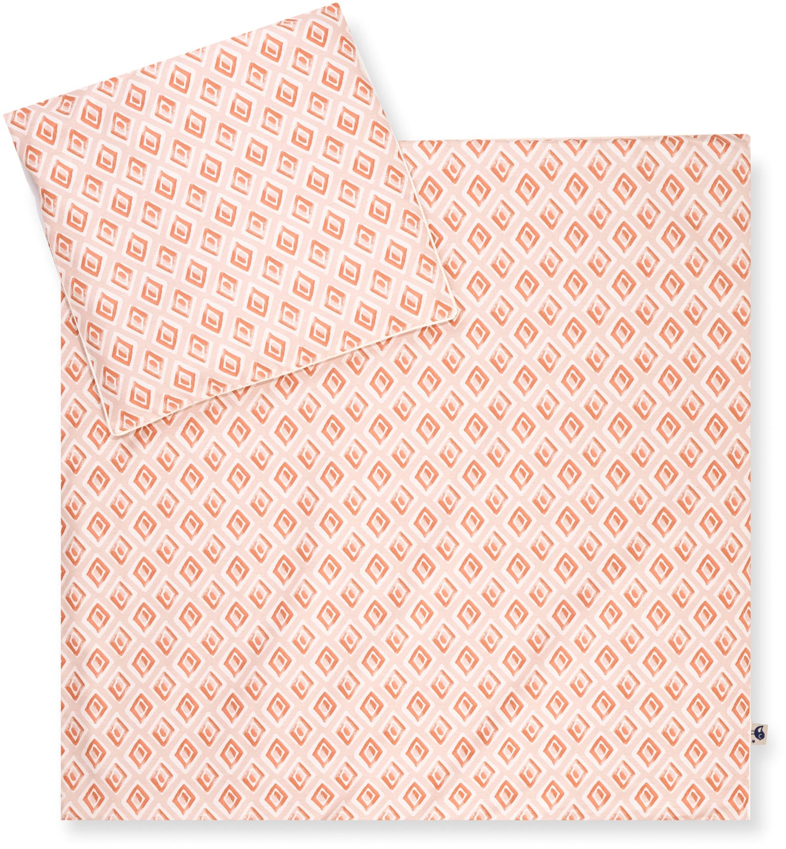 Kinderbettwäsche JULIUS ZÖLLNER Baby- und Kinderbettwäsche aus 100% Bio-Baumwolle, blau (raute), B/L: 80cm x 80cm, 1 Stk., 1 Stk., Linon, B/L: 35cm x 40cm, 2 Stk.