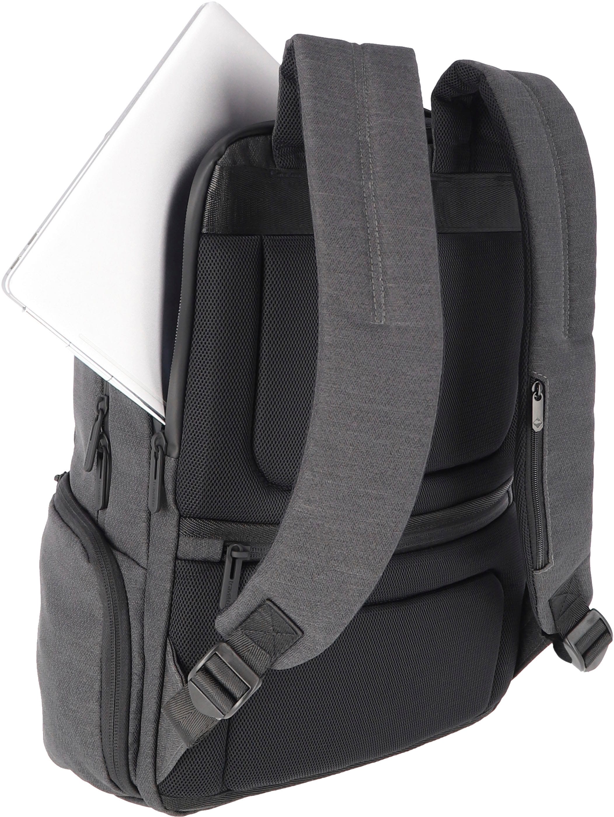 travelite Rucksack »Meet, 41 cm, anthrazit«, Arbeitsrucksack Schulrucksack Laptoprucksack mit 15,6-Zoll Laptopfach