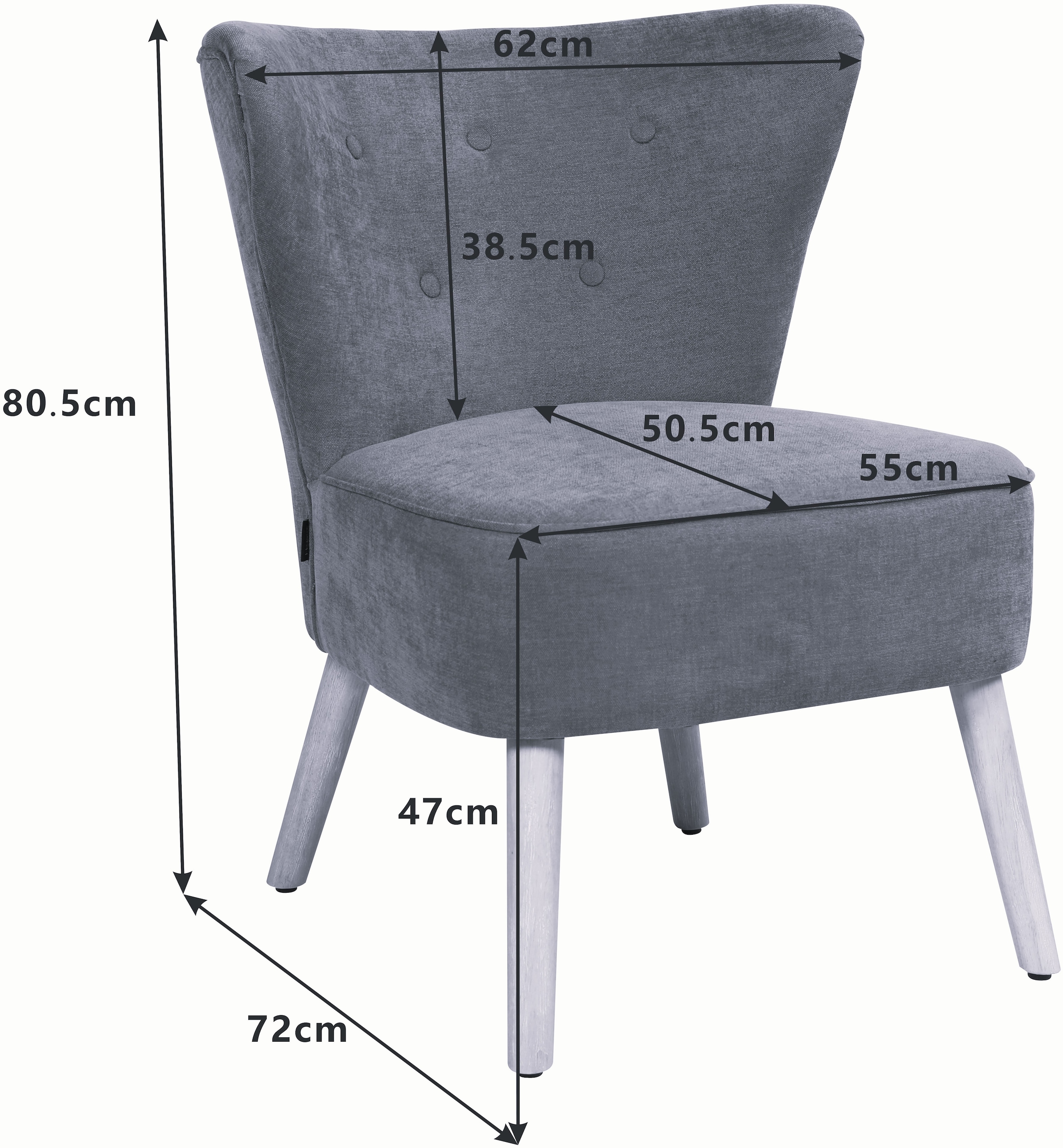 Home affaire Loungesessel »JORIEL moderner Ohrensessel mit Knopfsteppung« mit Echtholzfüßen und feinem Struktur-Bezug