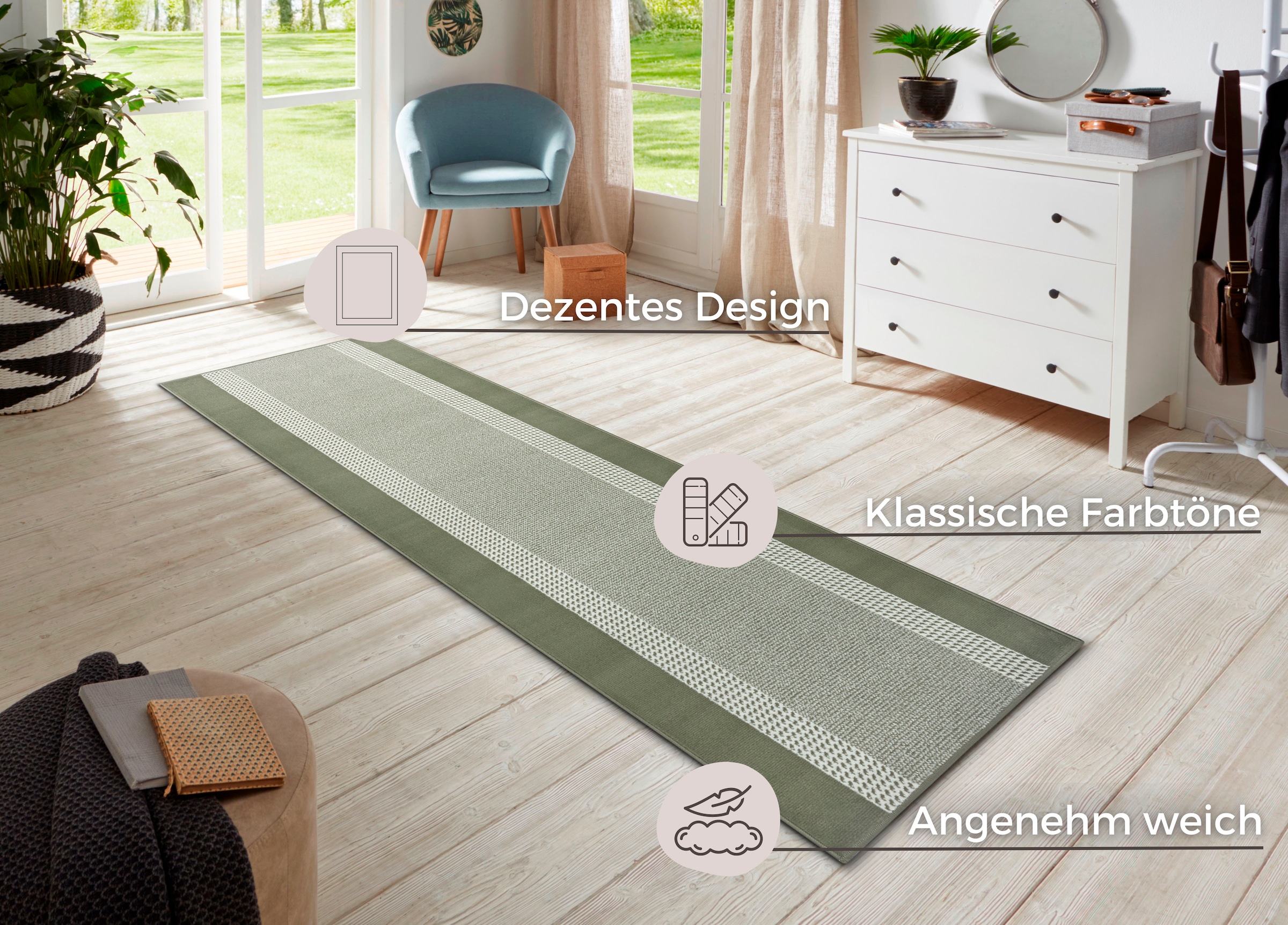 HANSE Home Teppich »Band«, rechteckig, 9 mm Höhe, Kurzflor, weich, Läufer G günstig online kaufen