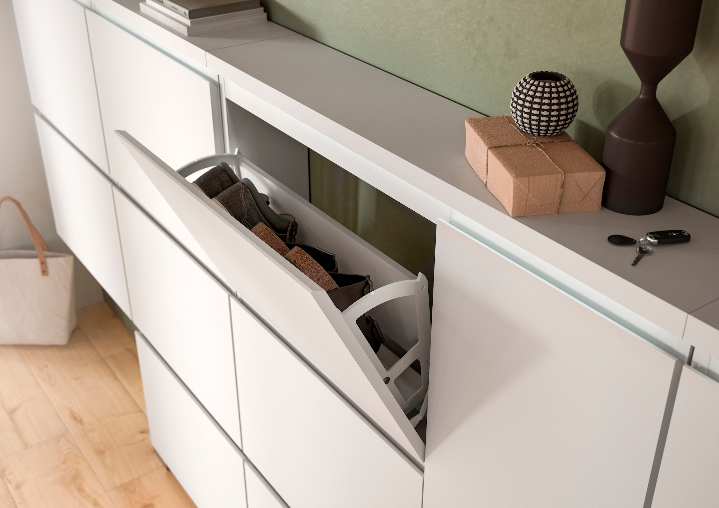 INOSIGN Schuhschrank »Skoskap, Tiefe 40 cm, 3 Türen, 10 Fächer, 8 Einlegeböden«, Platz für ca. 17 Schuhpaare, Kommode, Schuhkommode, Schuhregal