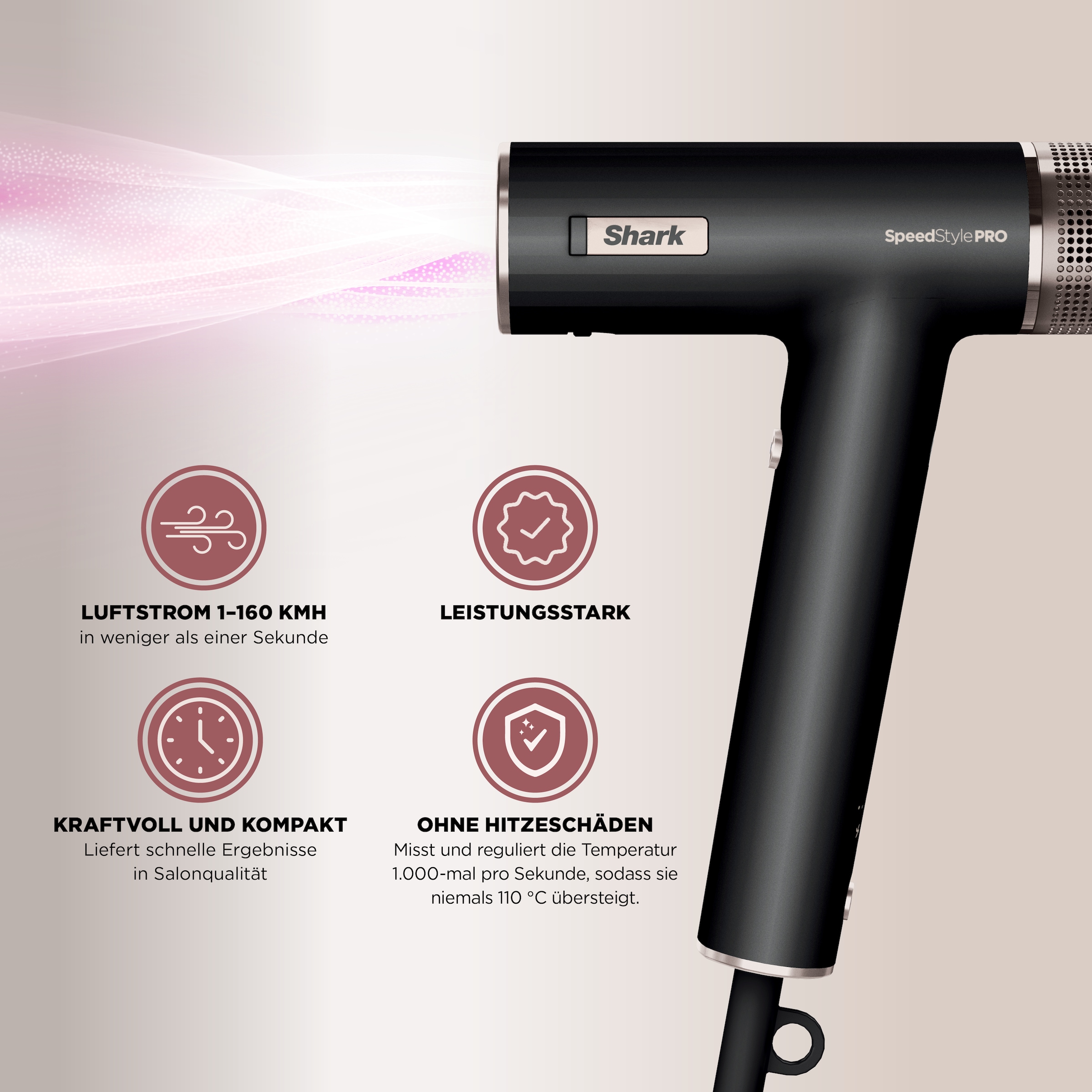 Shark Ionic-Haartrockner »Shark Speedstyle Pro 5-in-1 Haartrockner HD752EU«, 1750 W, 5 Aufsätze